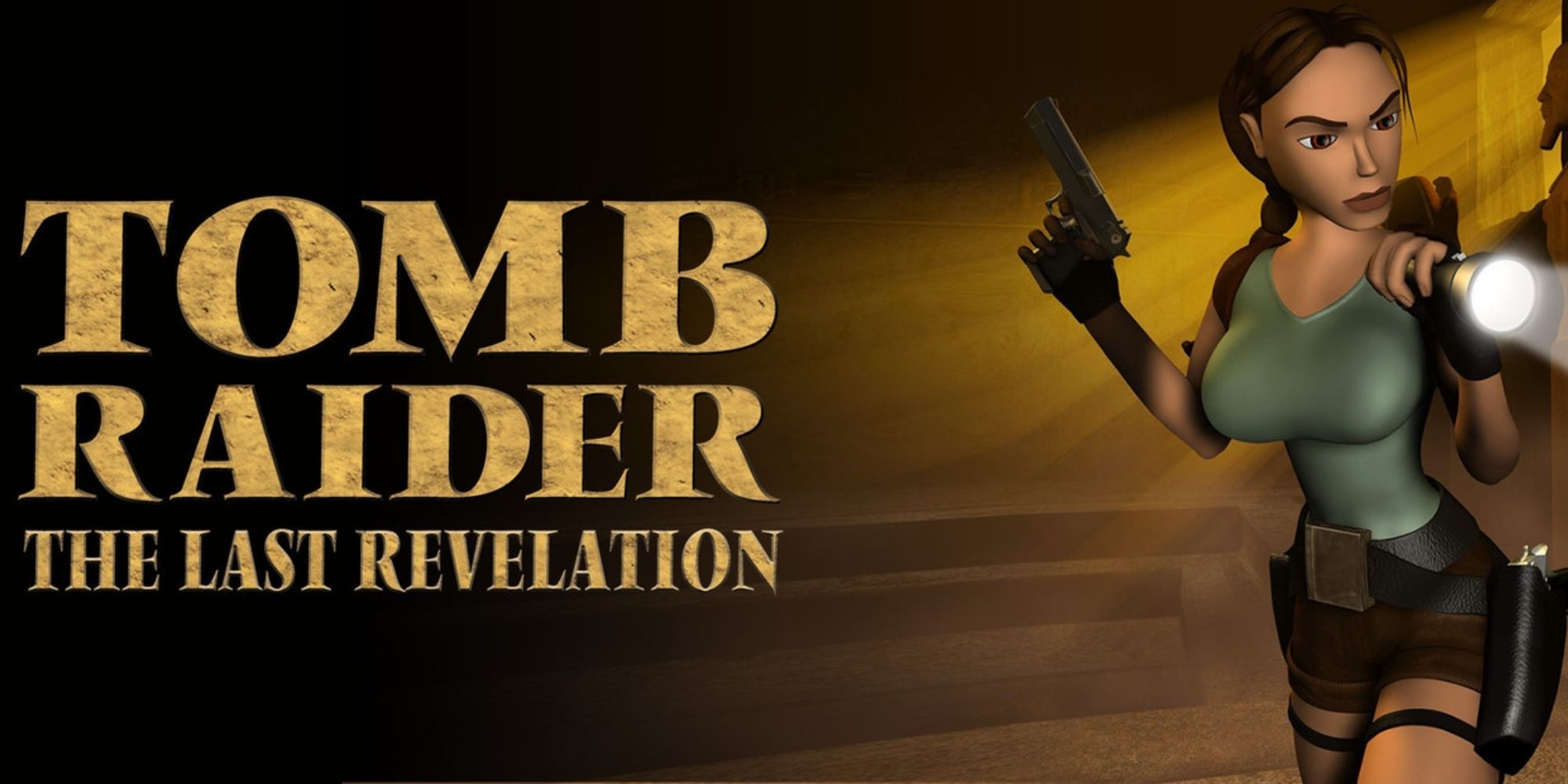 Tomb Raider - The Last Revelation Cover art with Lara Holding A Flashlight