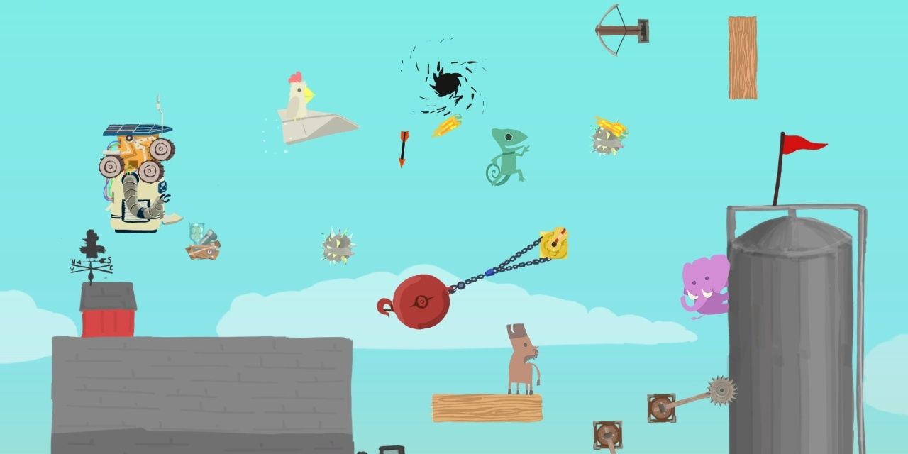 Many of the obstacles in Ultimate Chicken Horse