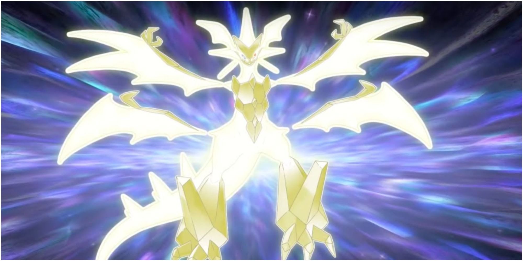 Ultra Necrozma spreads its massive wings as it emerges from Ultra Space.