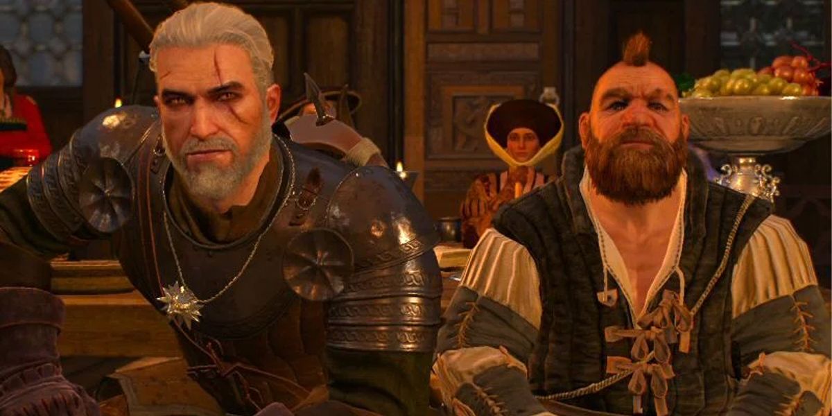Witcher 3 A Dangerous Game Geralt sitting with Zoltan