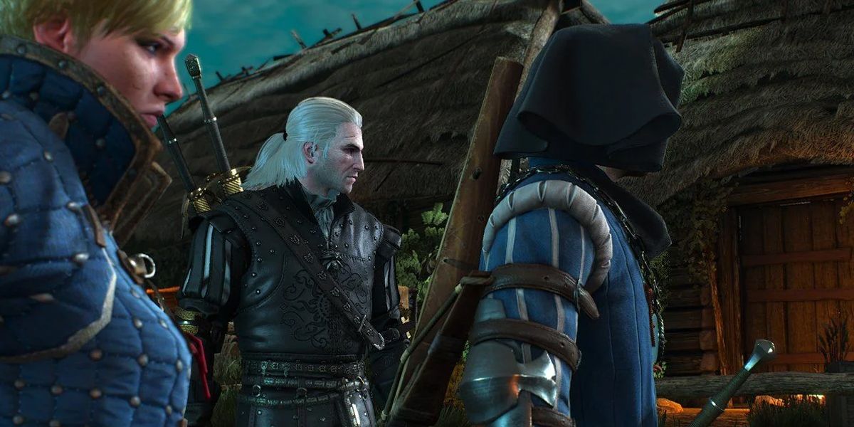 Witcher 3 An Eye For An Eye geralt with ves and an NPC