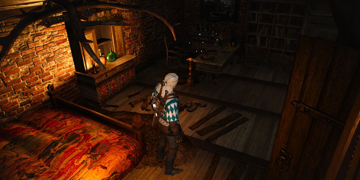 Witcher 3 Ciris Room Geralt stands in ciris room