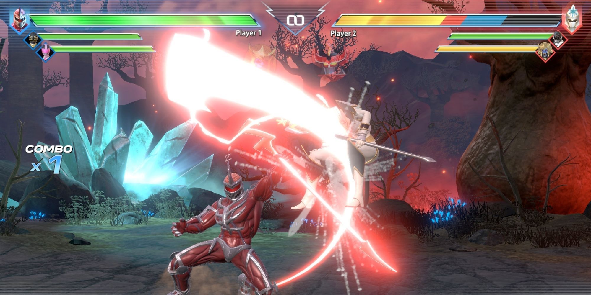 Zedd attacks Udonna with his staff in Power Rangers: Battle for the Grid 