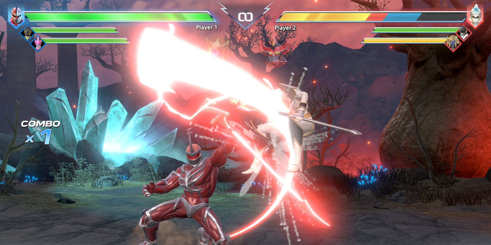 Zedd attacks Udonna with his staff in Power Rangers: Battle for the Grid 