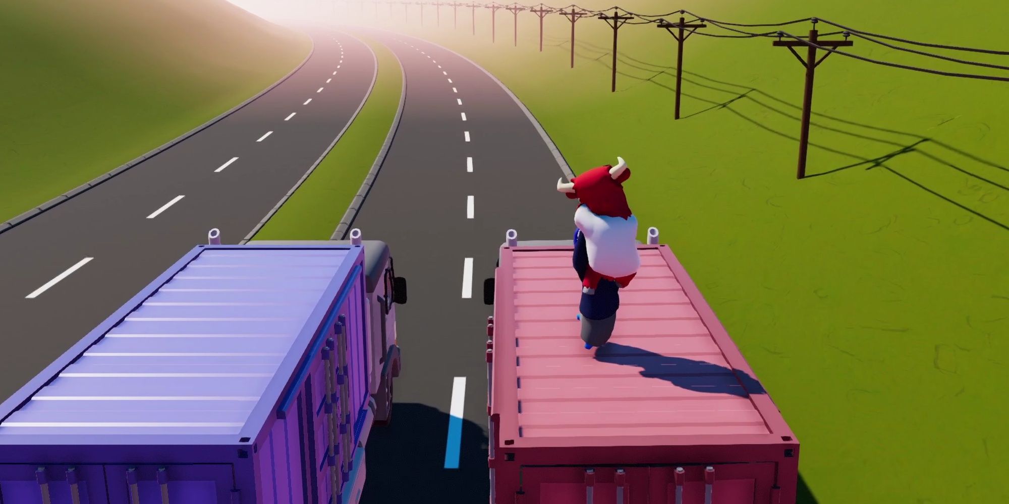 Gang Beasts: Smaller Character Holding Larger Costumed Character In Chokehold