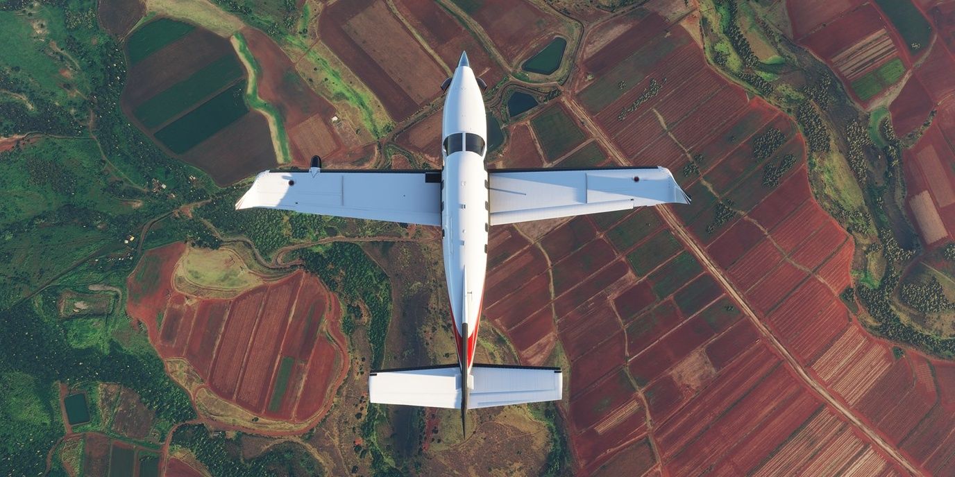 A screenshot showing an overhead view of a plane in Microsoft Flight Simulator