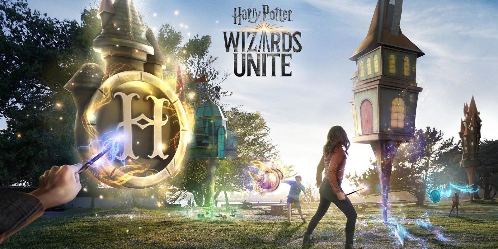 Wizards Unite promo image of players