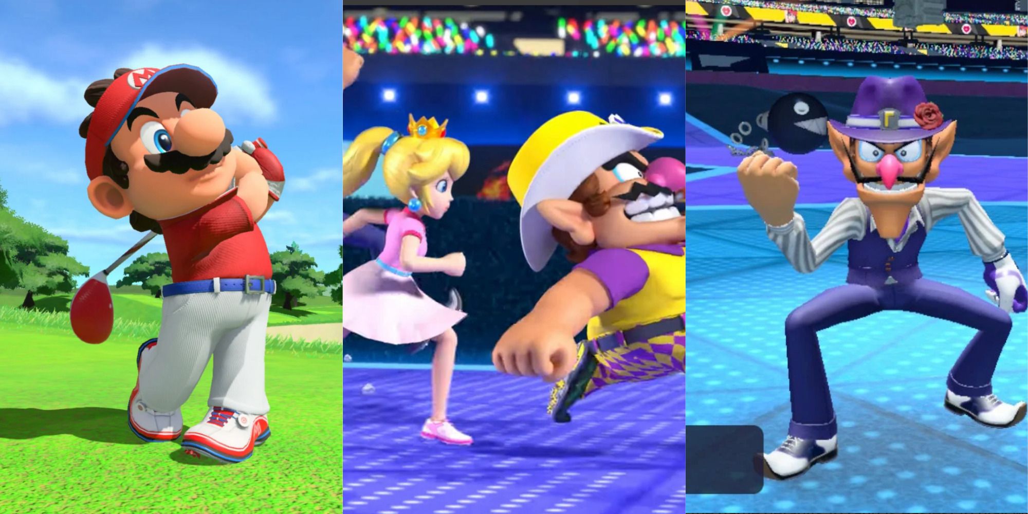 mario golf super rush featured mario, peach, wario, wuluigi