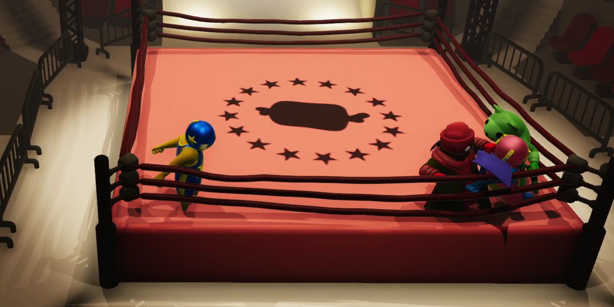 Gang Beasts: Multiple Players Mobbing Each Other