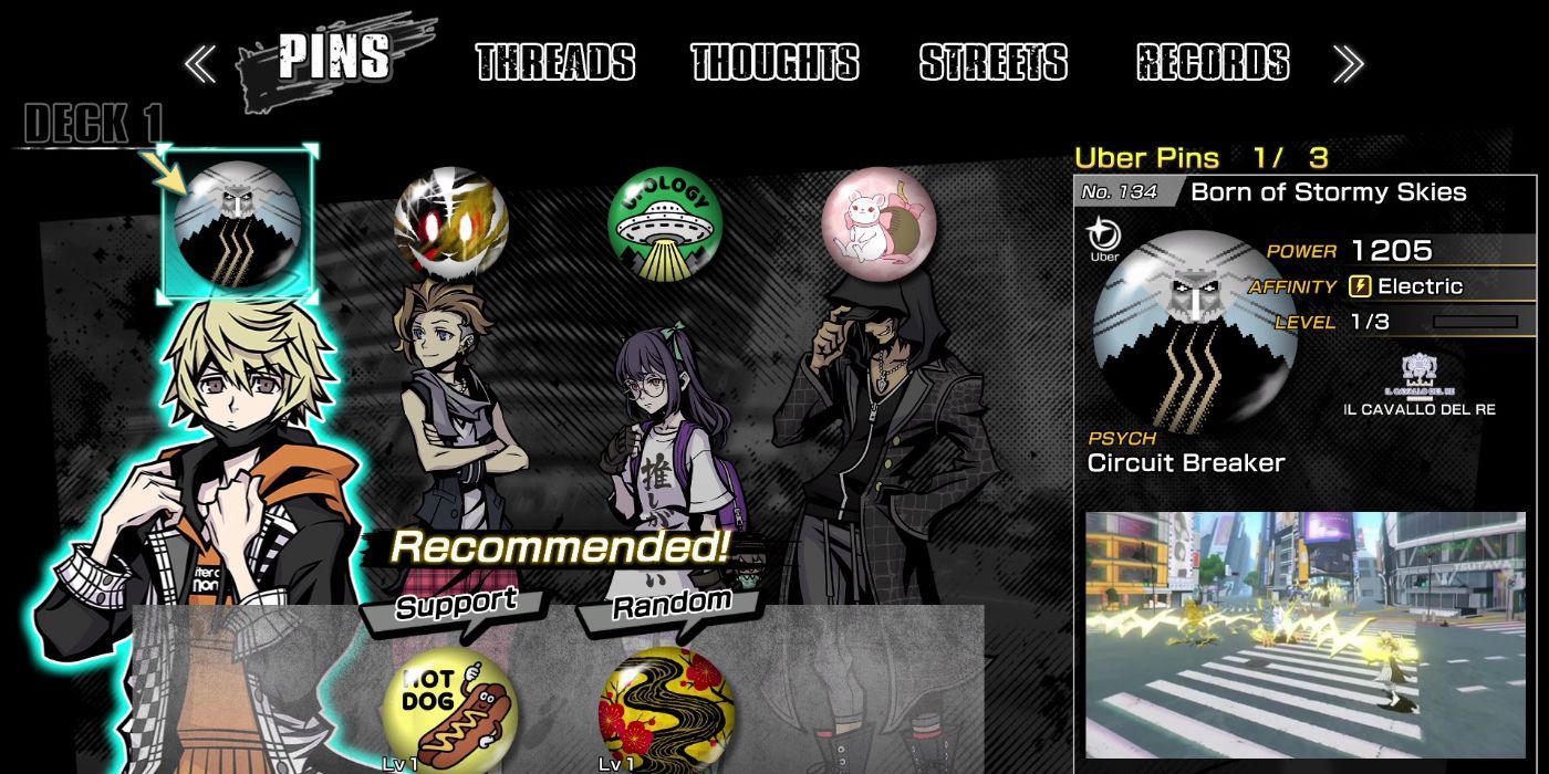 neo the world ends with you pin selection screen