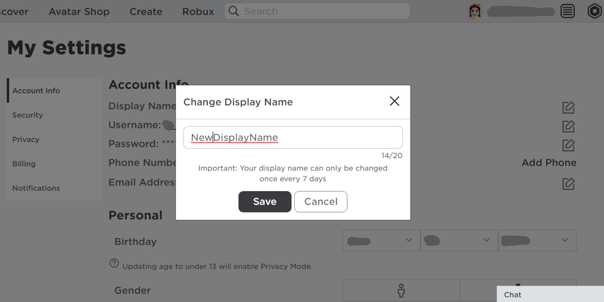 roblox change display name save new name