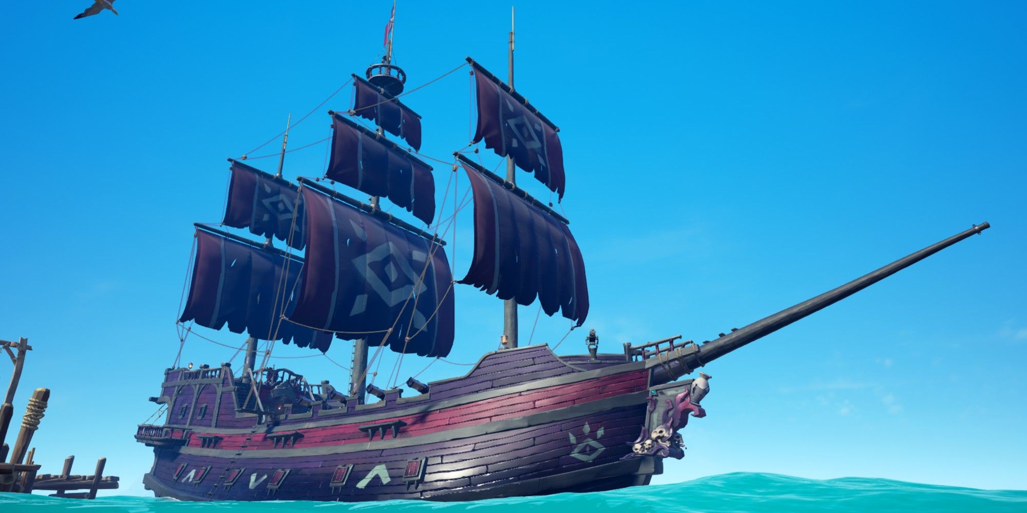 sea of thieves order of souls ship set, ship sailing on the ocean