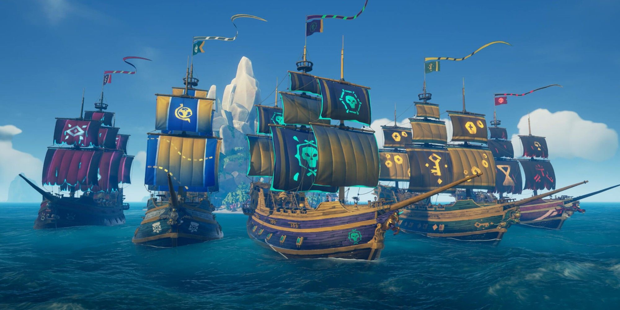 emissary ships with flags and cosmetics