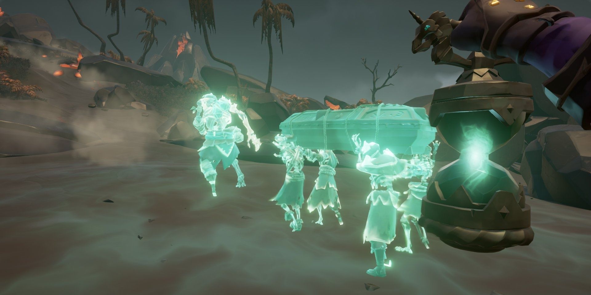 A funeral procession during The Seabound Soul tall tale in Sea of Thieves