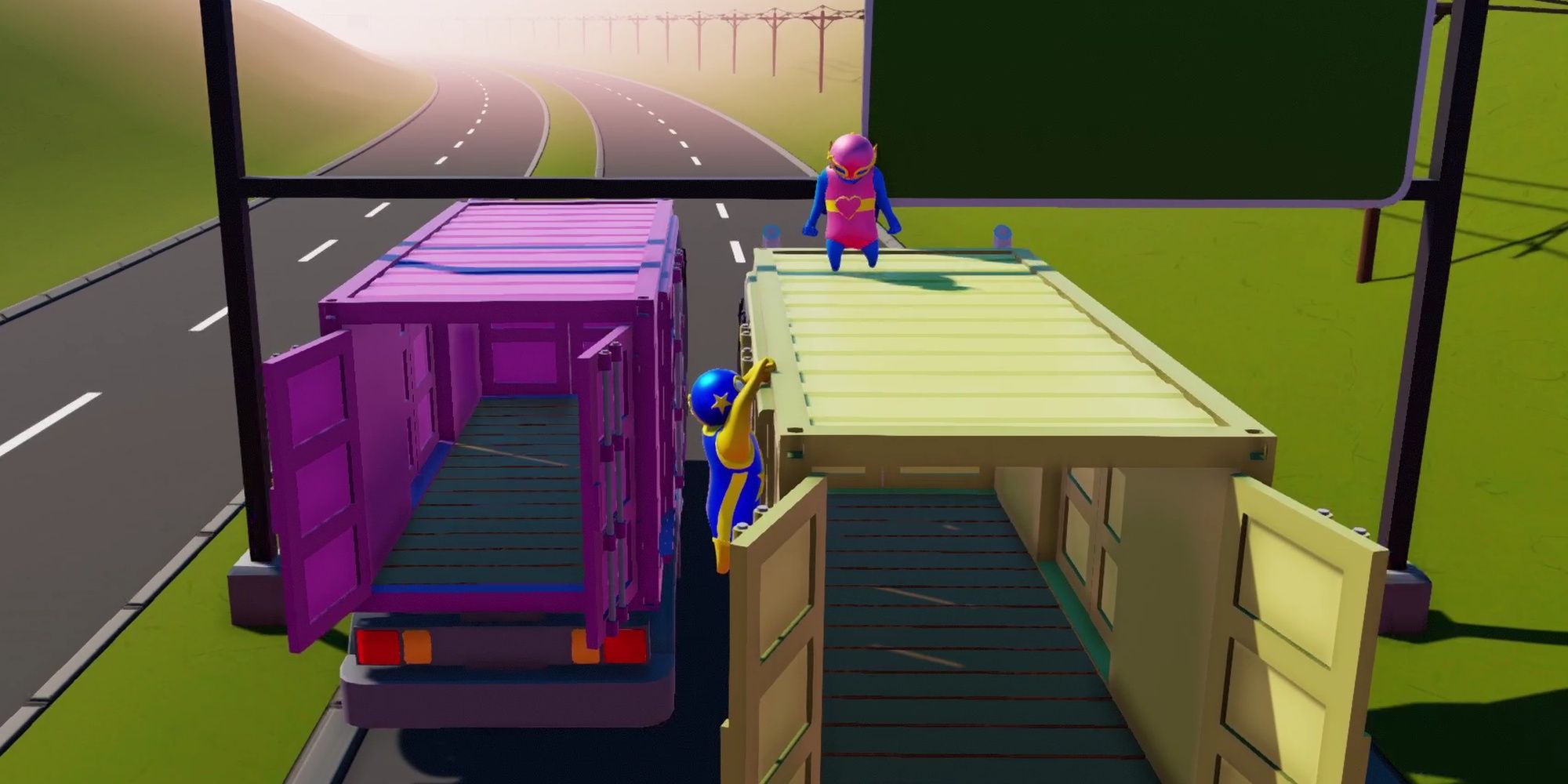 Gang Beasts: Brawler Lured Into Being Hit By Sign Trap