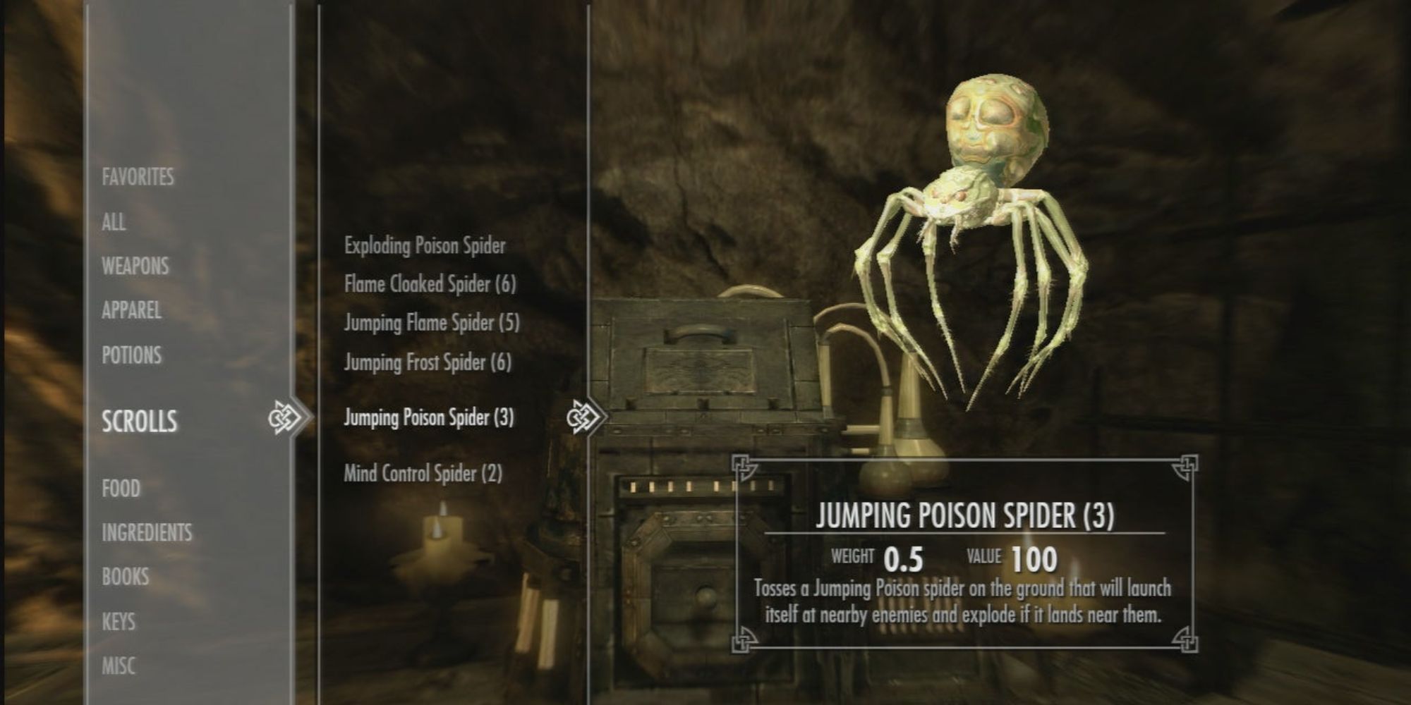 skyrim_jumping poison spider in inventory