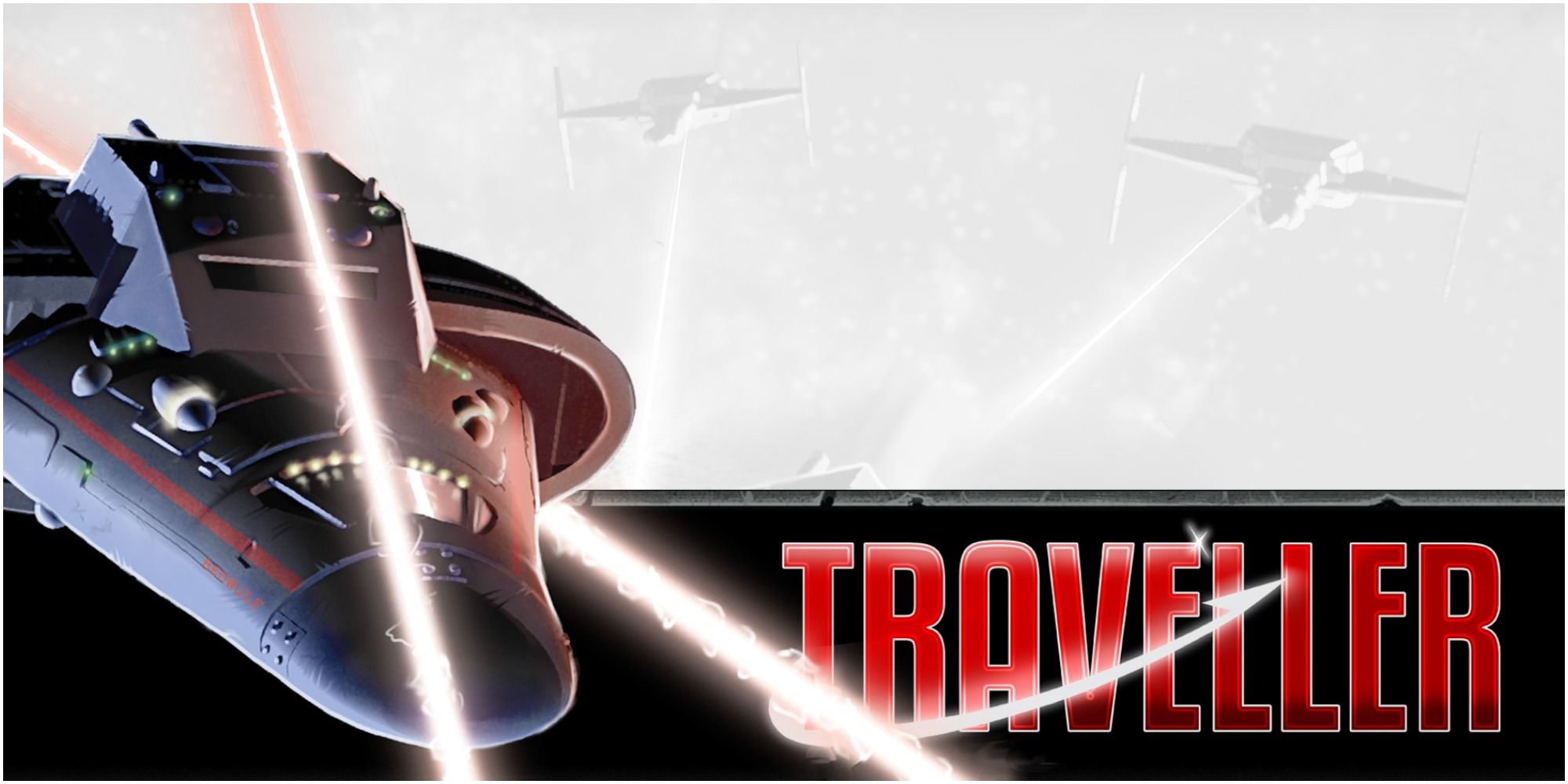traveller space ship and logo