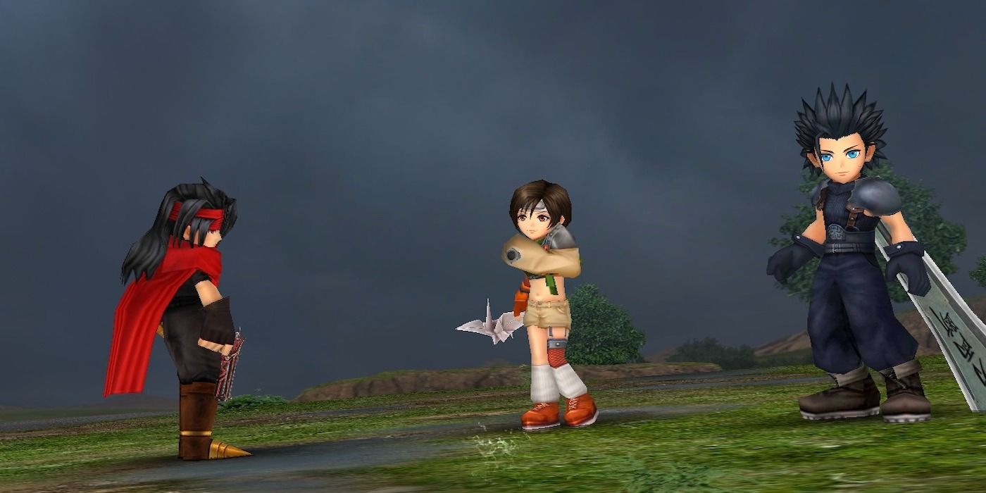 Battle reward screen featuring characters from Final Fantasy Dissidia Final Fantasy Opera Omnia