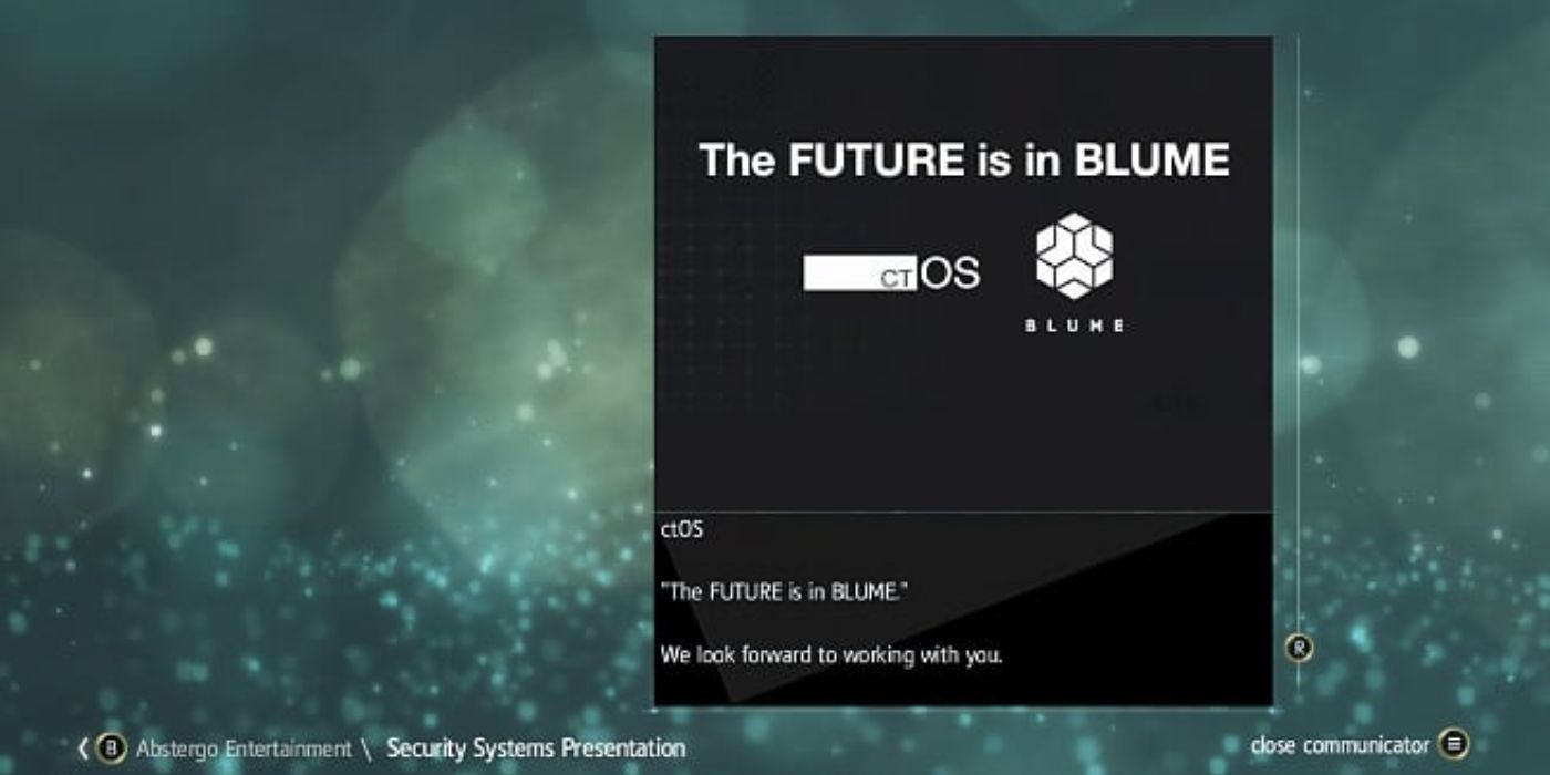 A document in AC 4 that references Blume from Watch Dogs