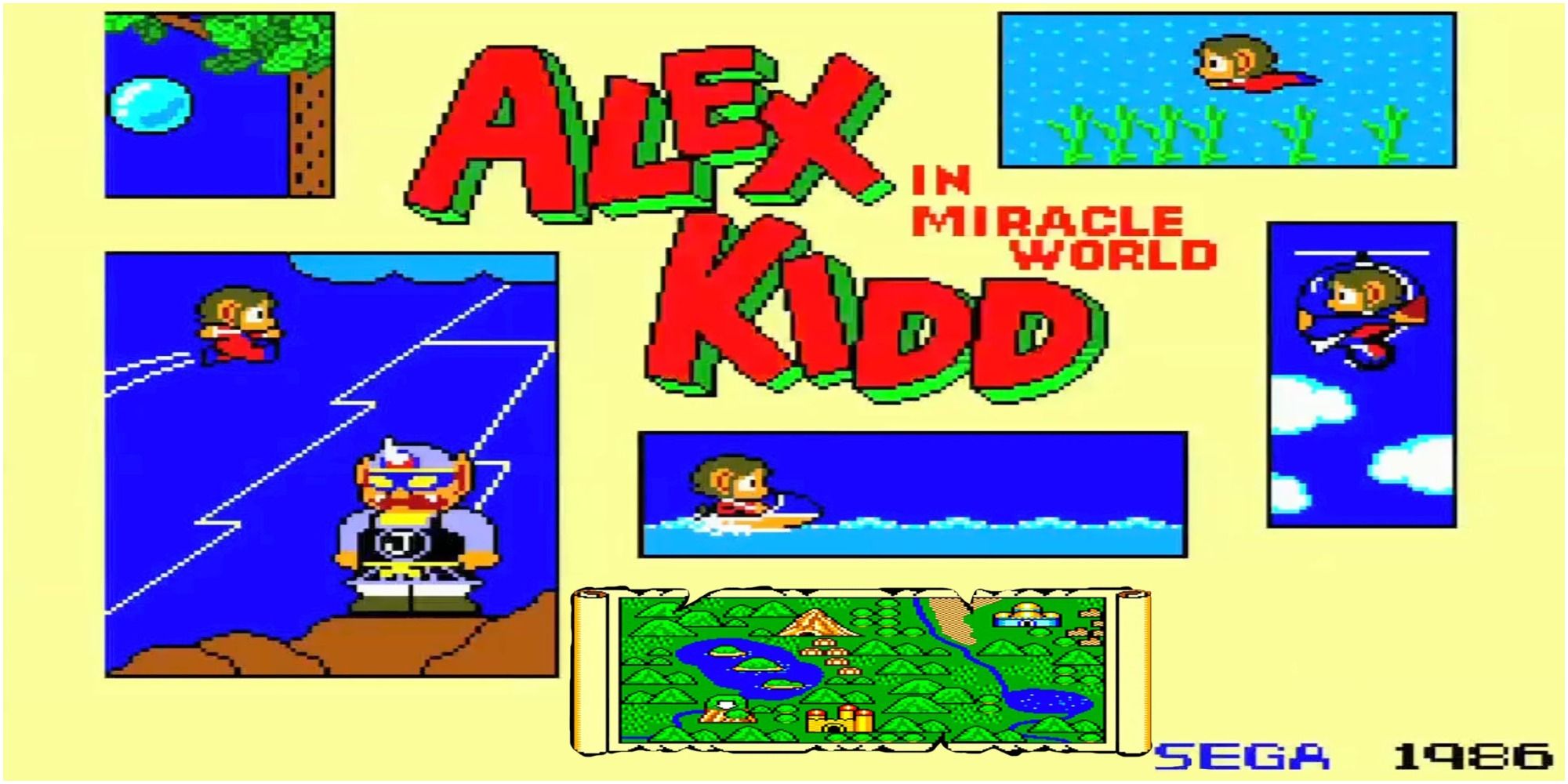 Sega Master System Alex Kidd in Miracle World Yellow Title Screen 1986