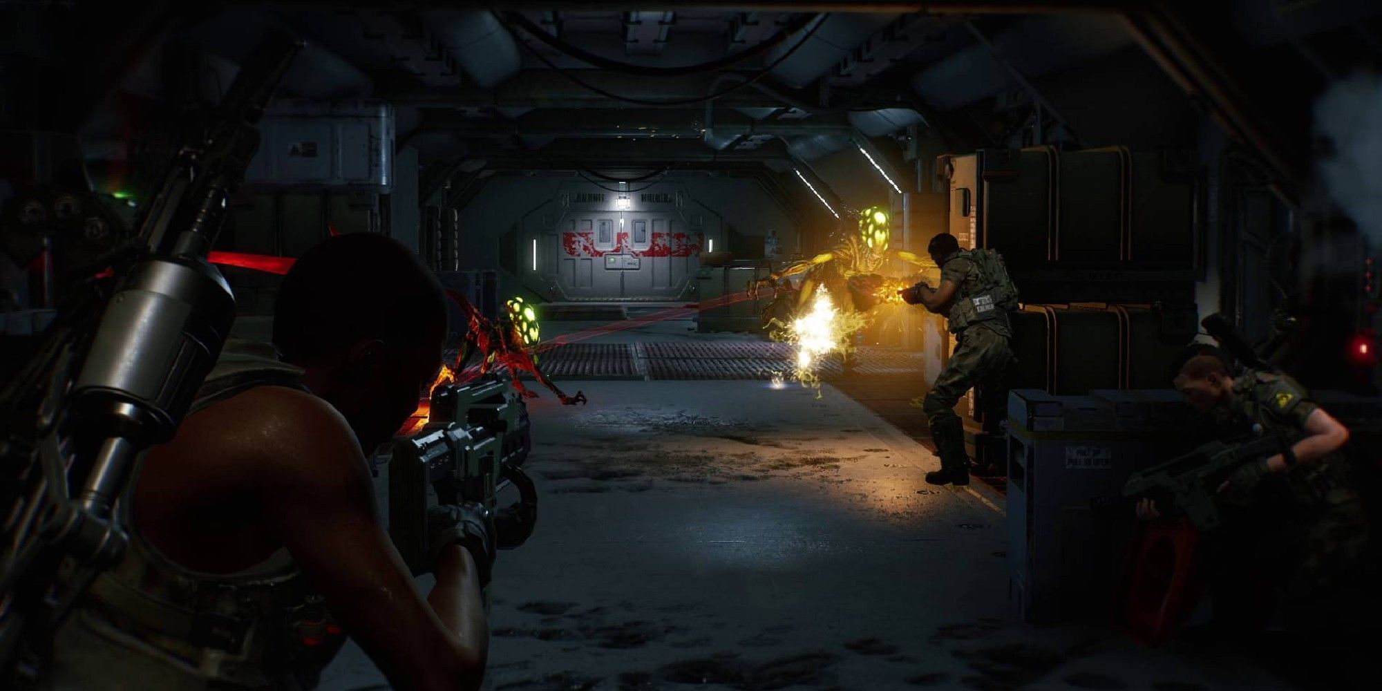 Aliens Fireteam Elite Bursters in corridor
