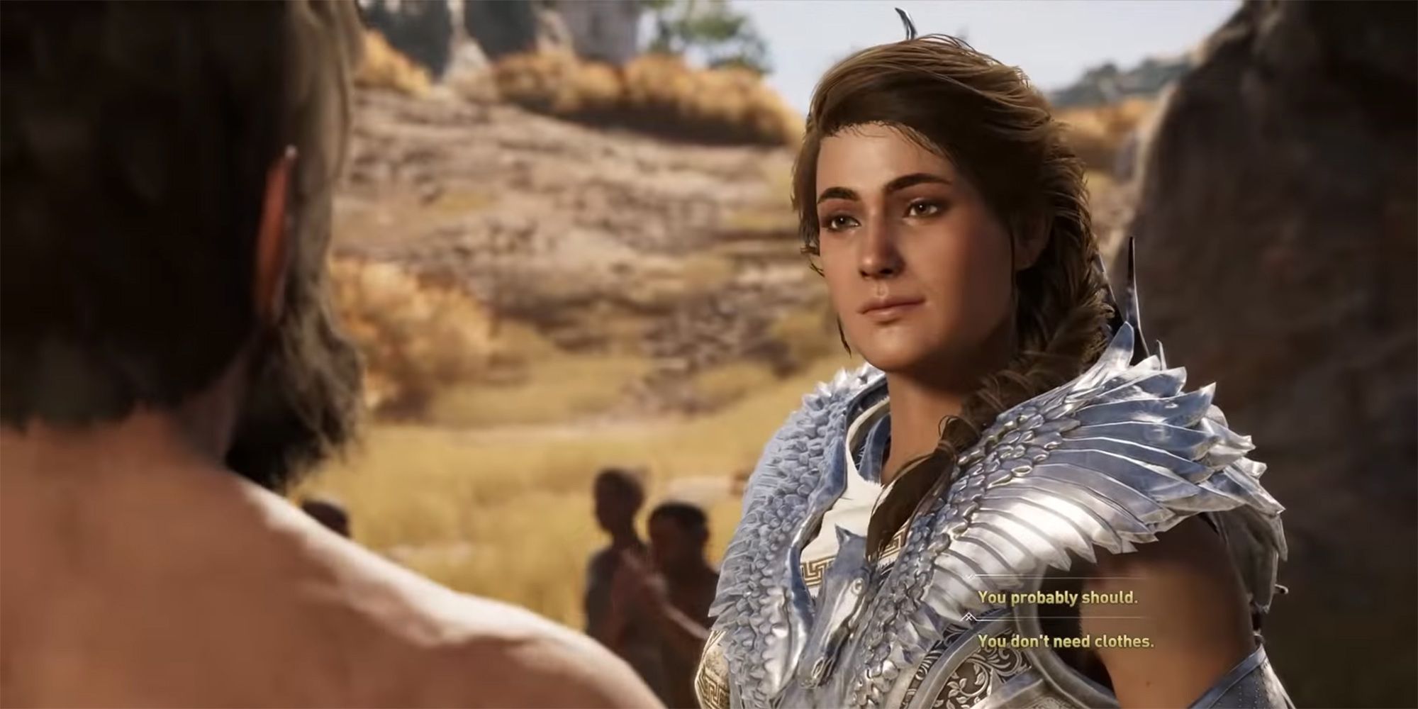 Assassin's Creed Odyssey - Kassandra In Conversation Wearing The Pegasos Set