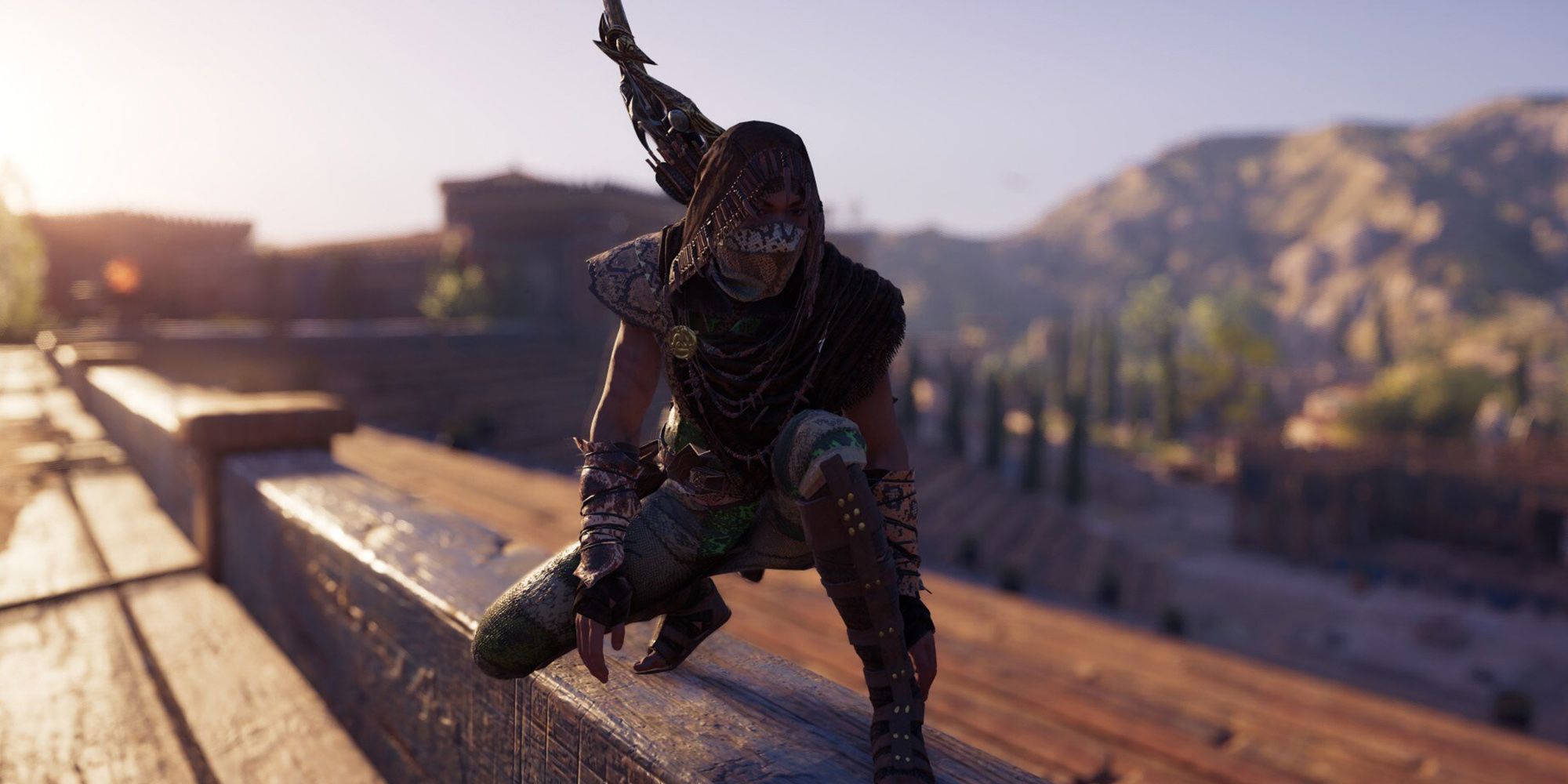 Assassin's Creed Odyssey - Kassandra On A Rooftop In The Snake Set