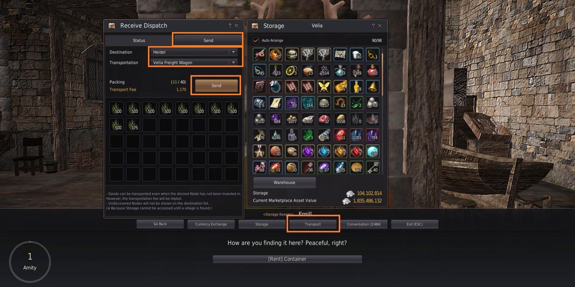 opening up the inventory menu in BDO