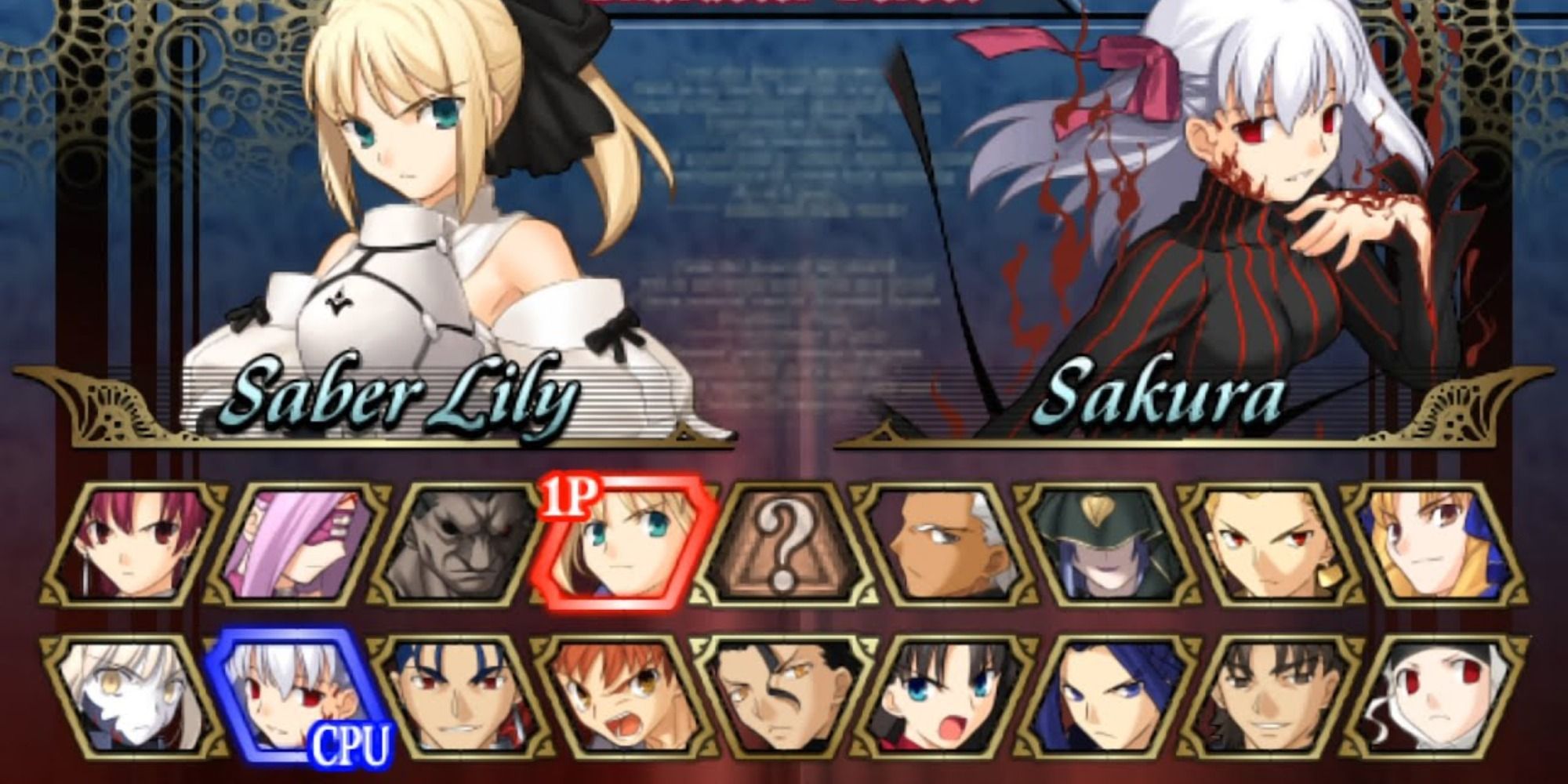 Saber Lily and Sakura on the character selection screen