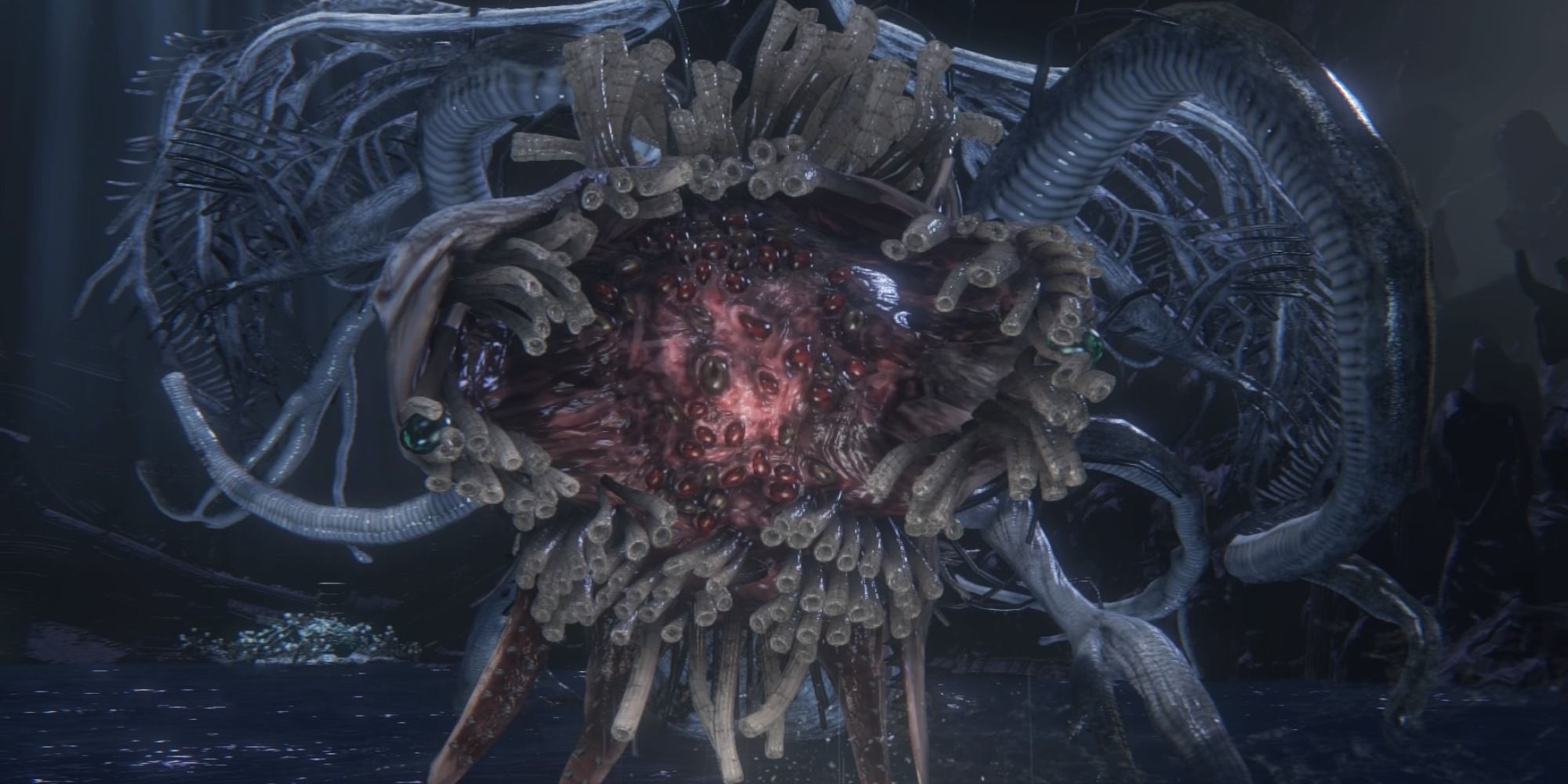Ebrietas, Daughter of the Cosmos boss fight in Bloodborne - a large, celestial being with many tentacles