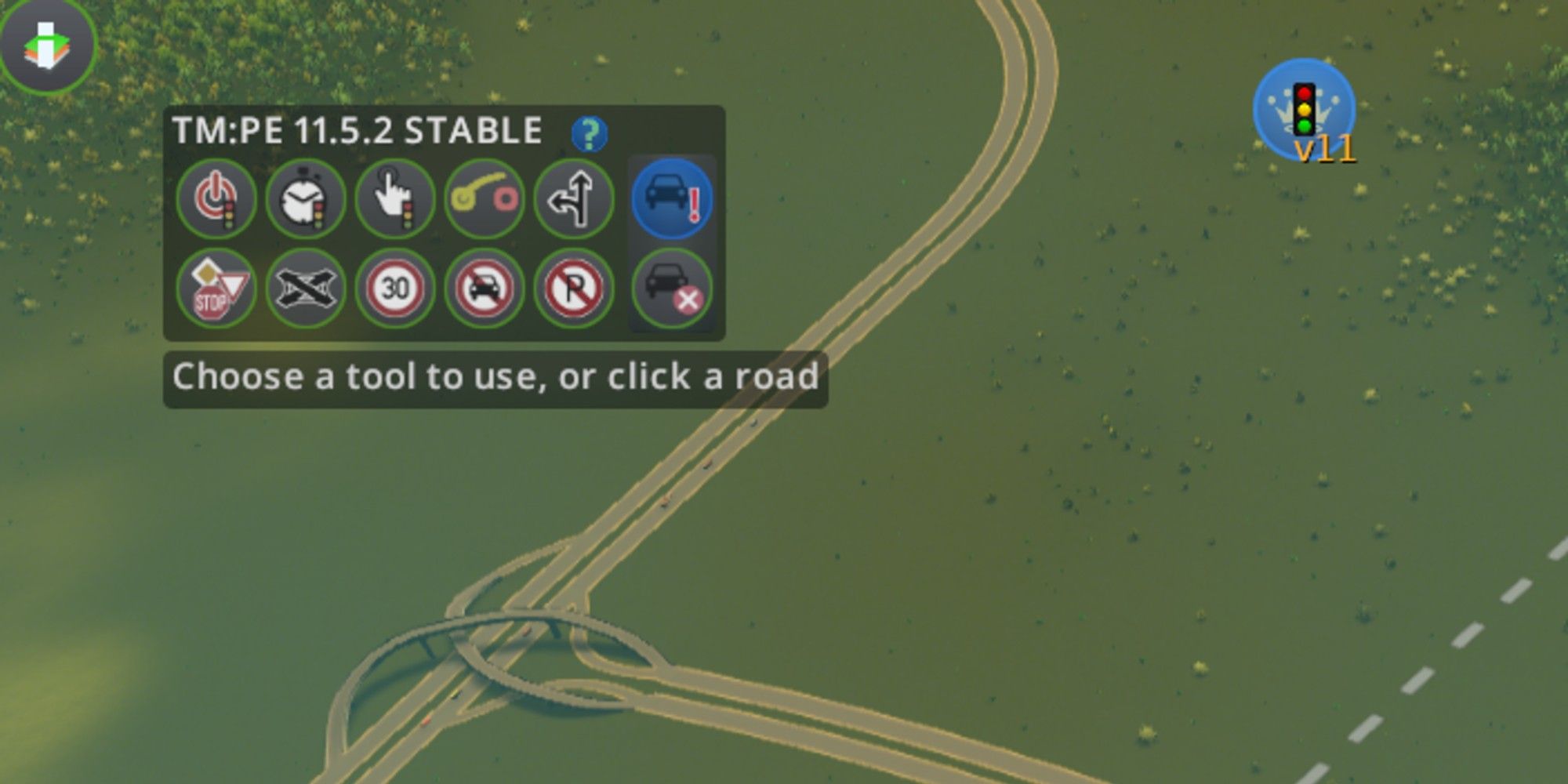 mod menu displayed with traffic related buttons