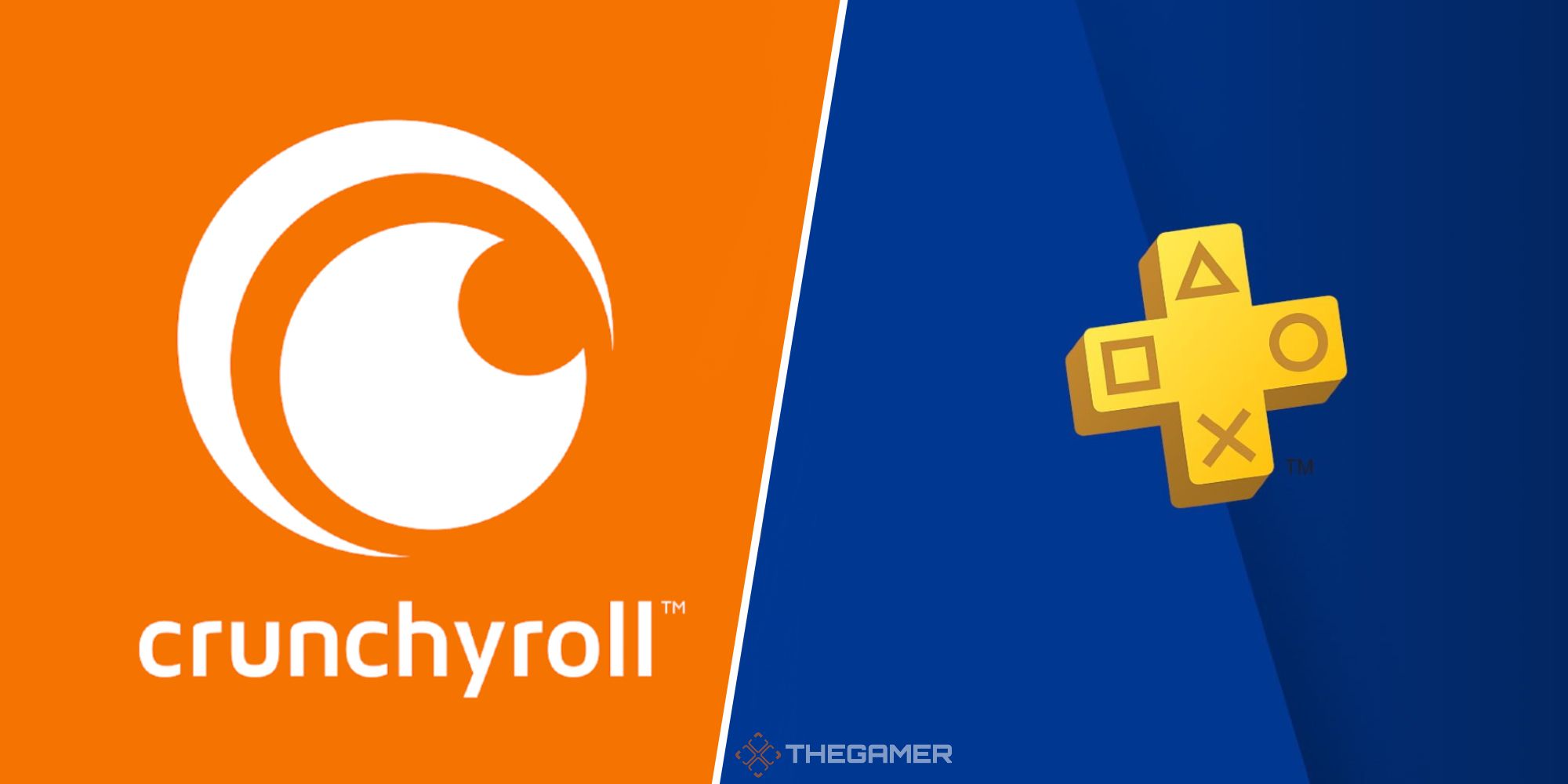 Crunchyroll logo next to a PlayStation Plus logo