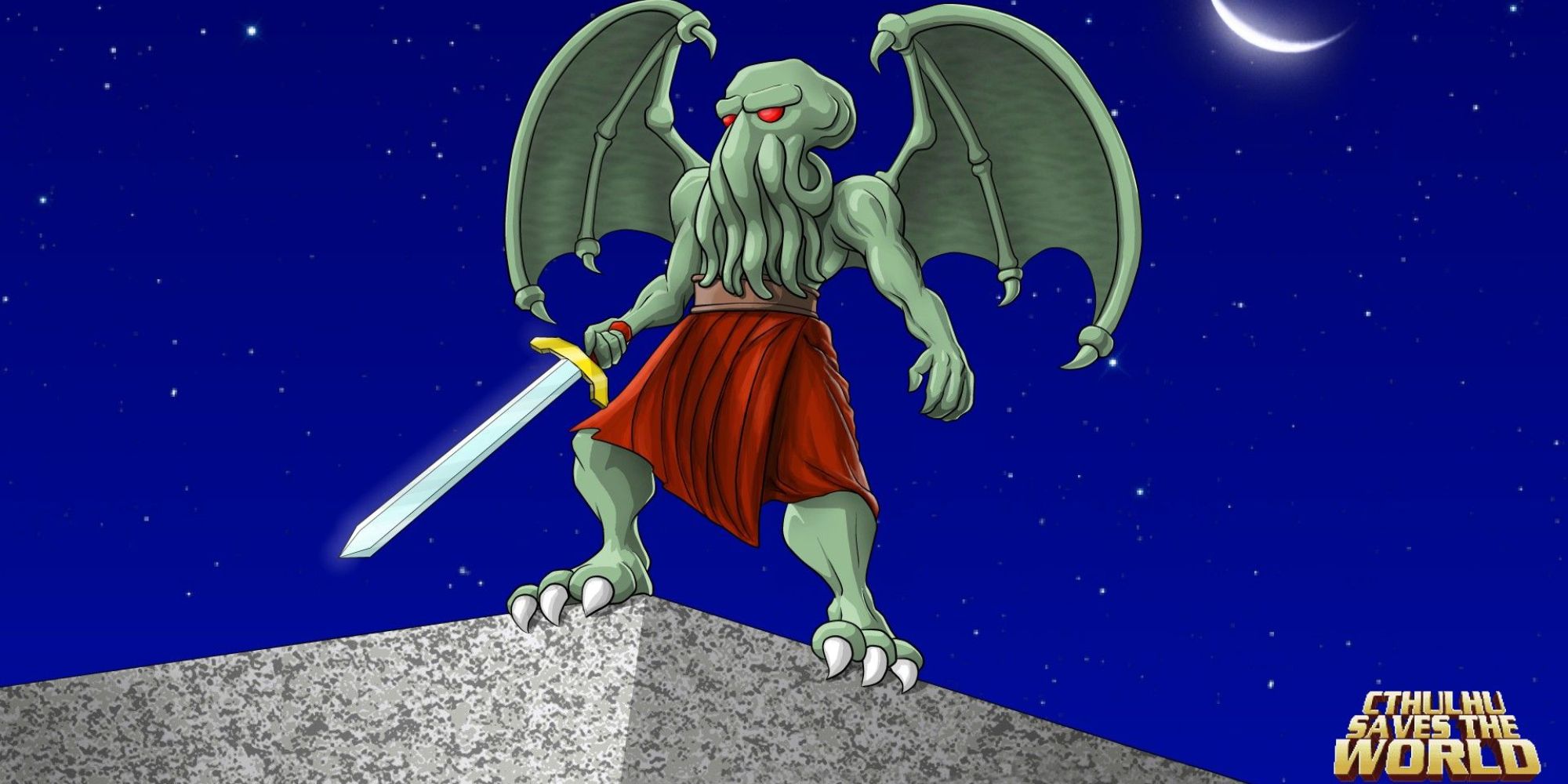 Cthulhu saves the world cthulhu stands with sword
