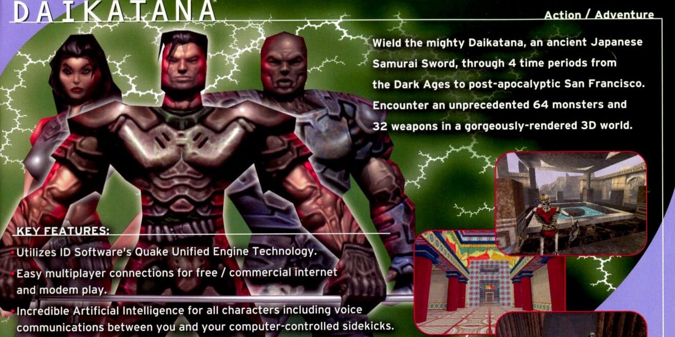 An advertisement for Daikatana (2000)
