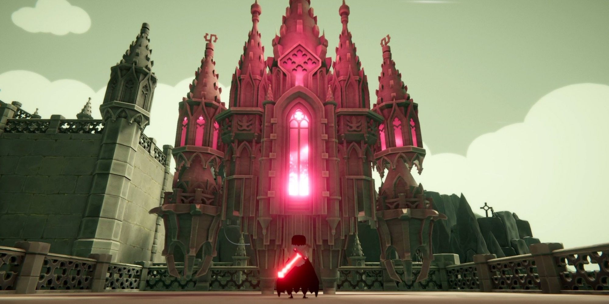 The player character about to engage the Guardian Of the Doors in Death's Door
