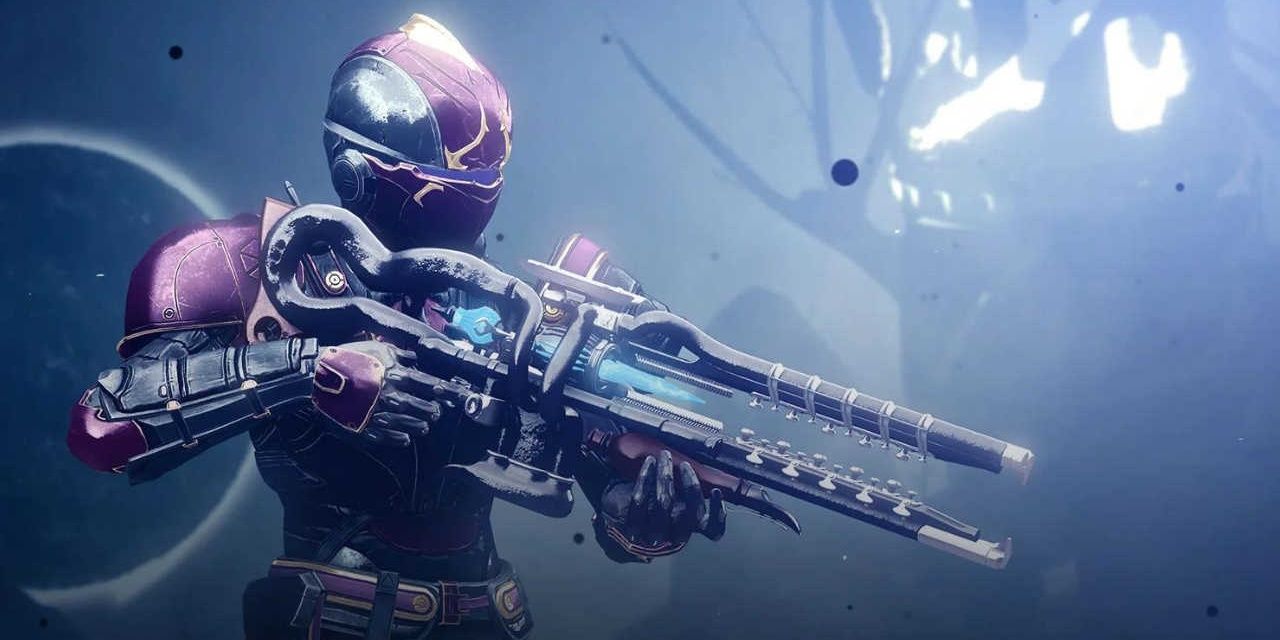 Destiny 2 A Guardian Wields Ager's Scepter Exotic Trace Rifle.