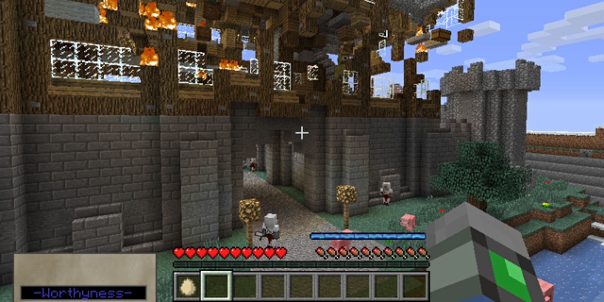 DivineRPG minecraft mod of burning town
