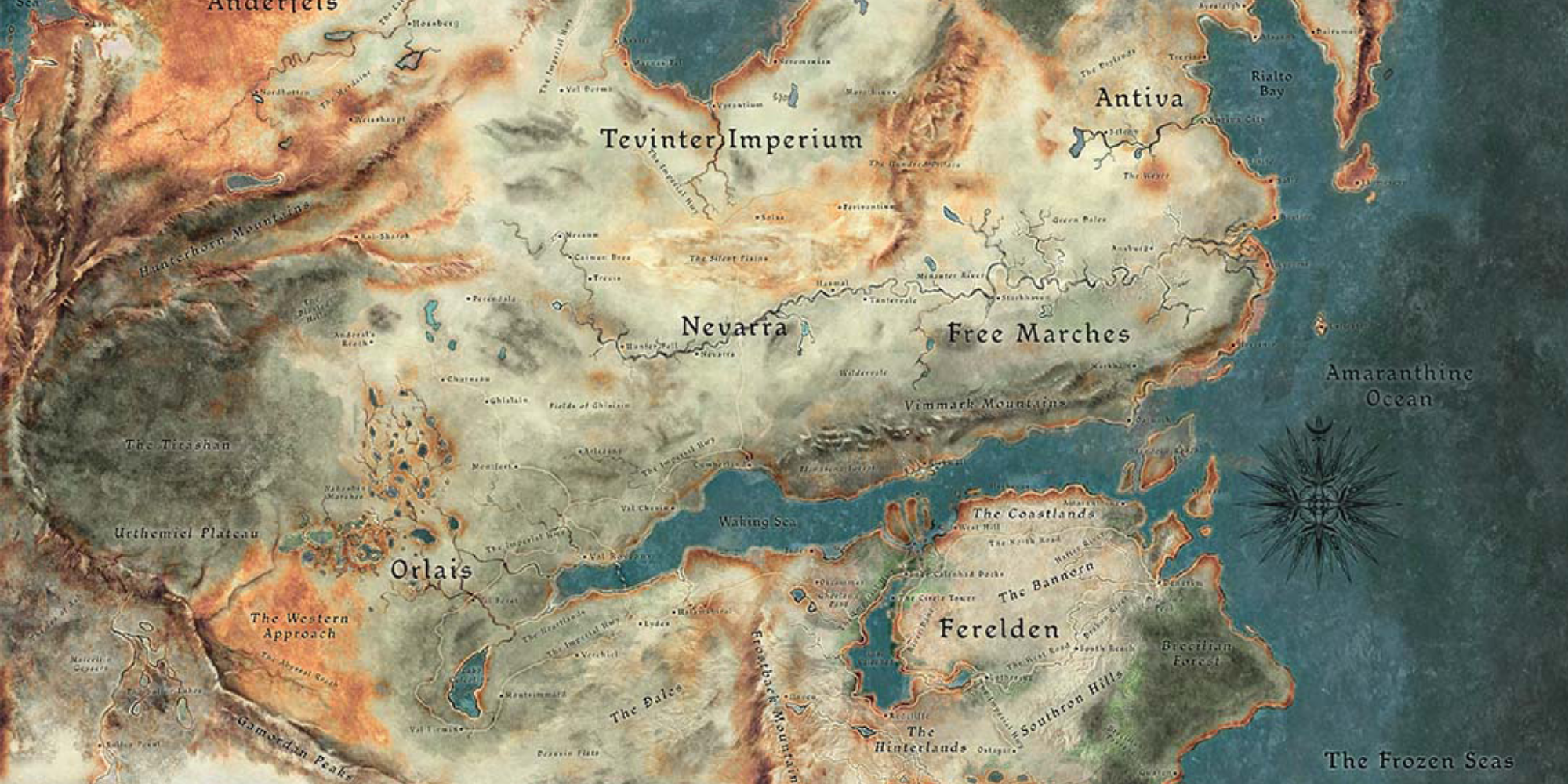 Dragon Age - Map of Thedas with names of countries