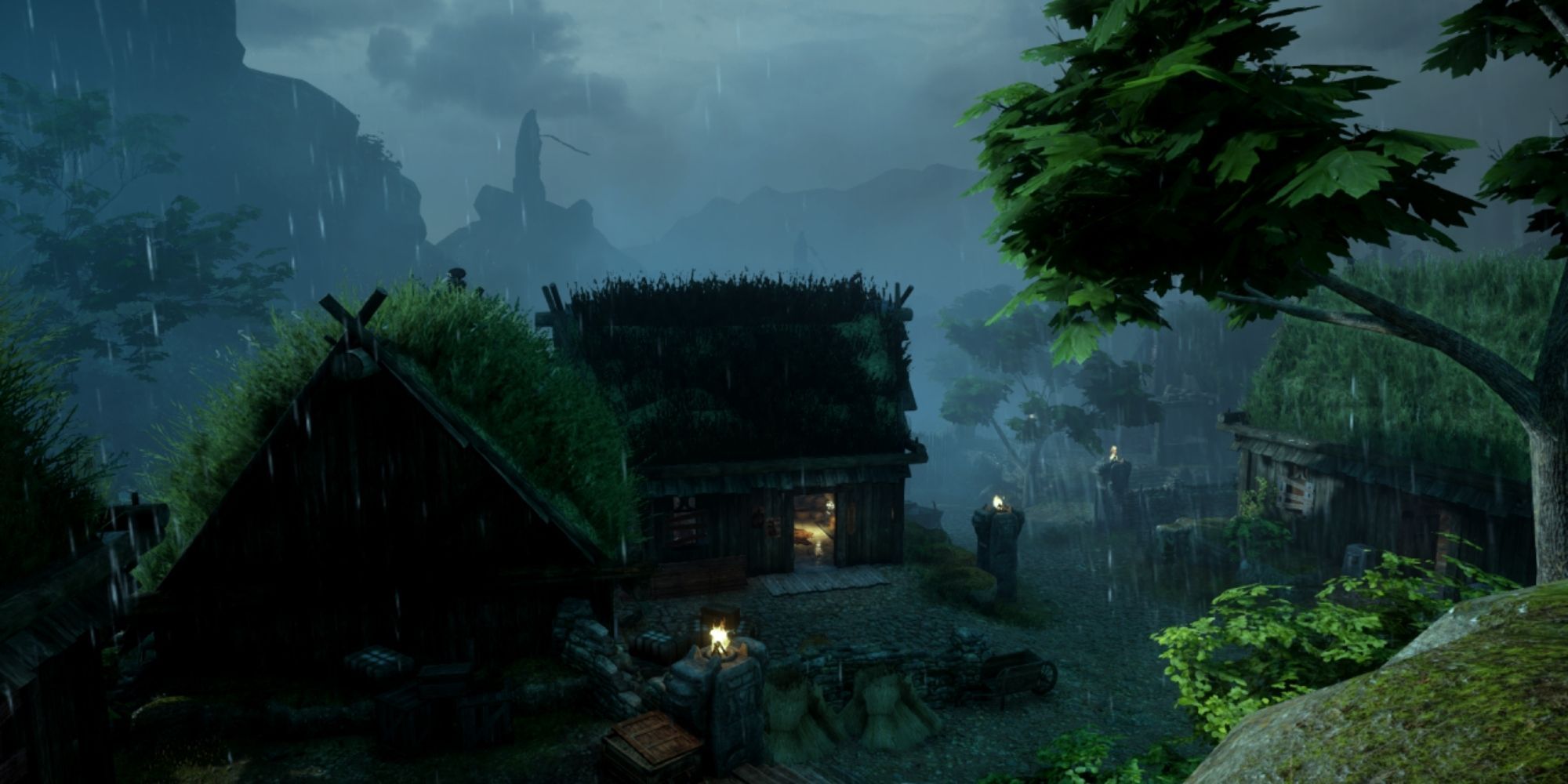 Dragon Age Inquisition - The Village of Crestwood at night