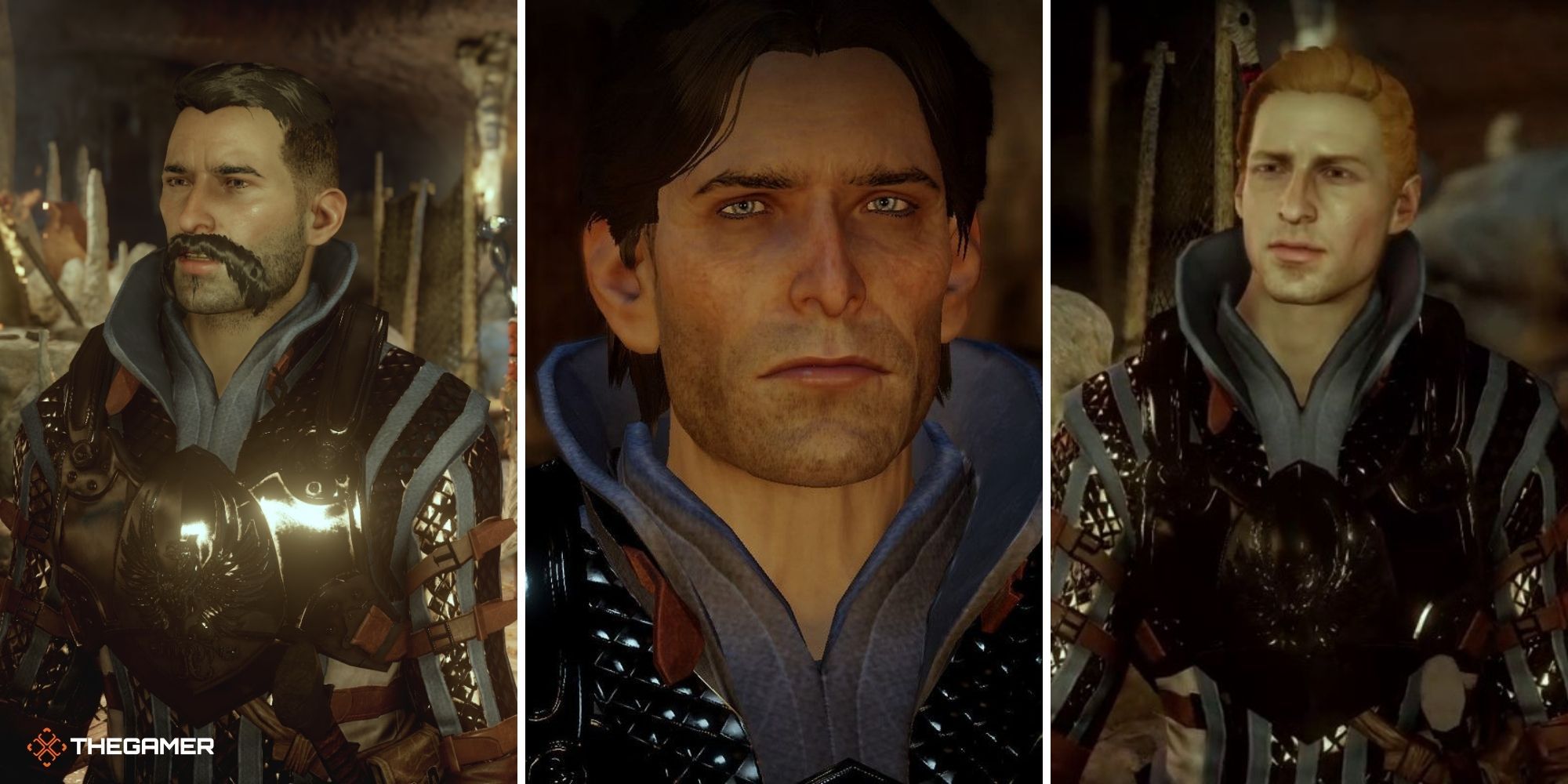 Dragon Age Split Image - Warden Ally (Stroud on left, Loghain in centre, Alistair on right)