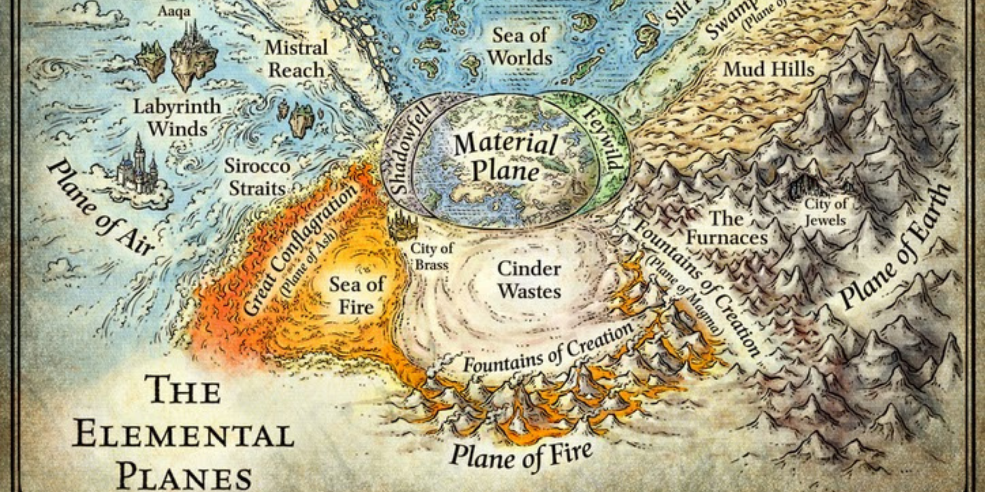 Dungeons and Dragons, map of the Elemental Planes