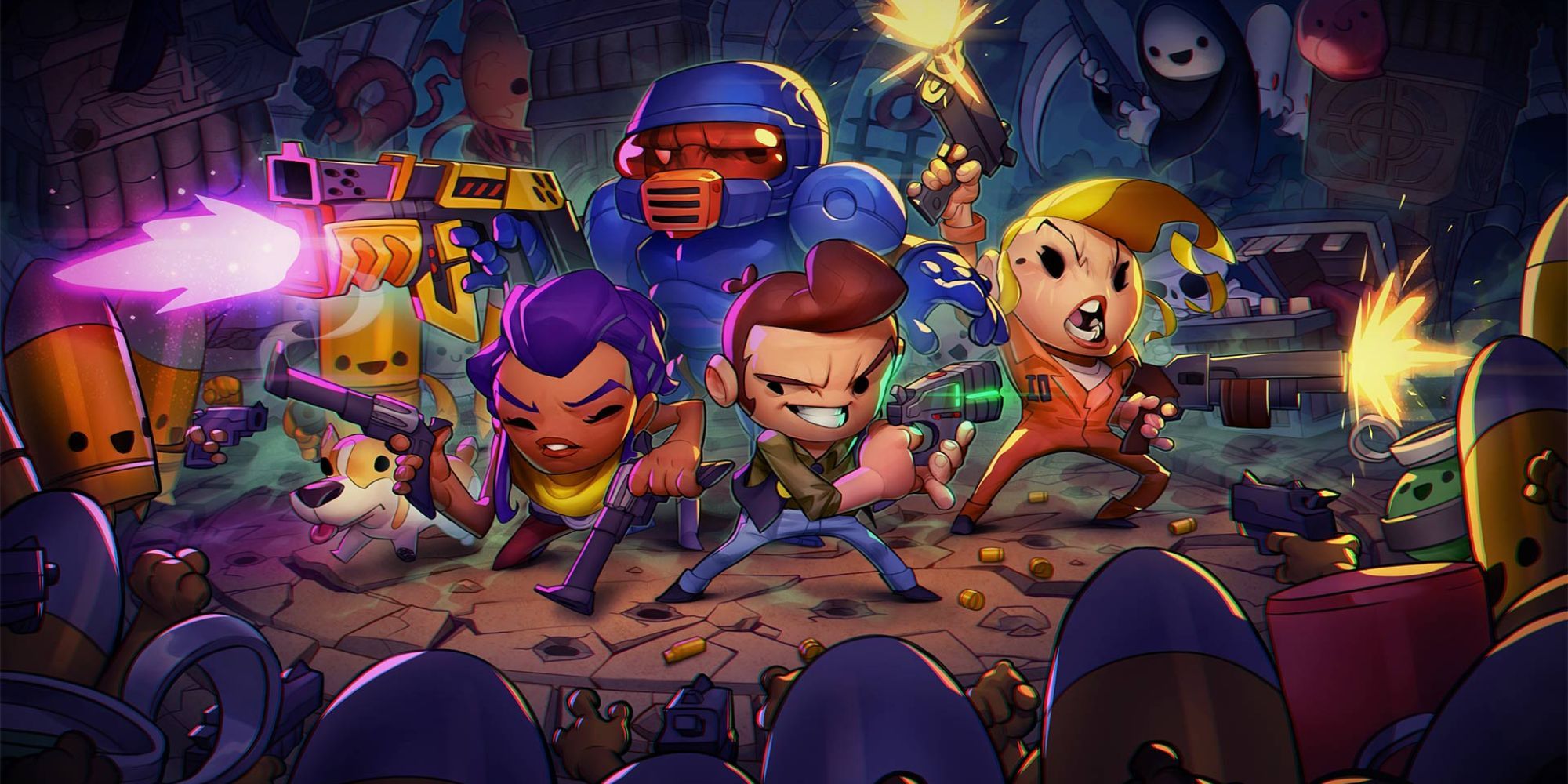 Enter The Gungeon characters standing together surrounded