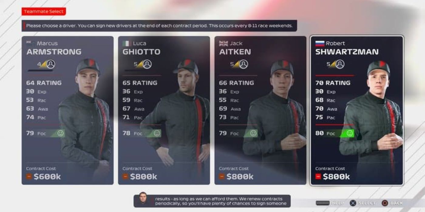 Some of the starting my team drivers for your number two role