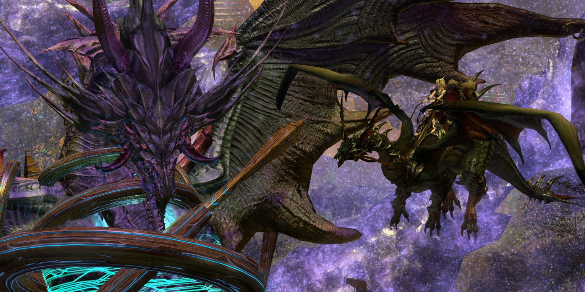 Final Fantasy Midgardsormr Mount Flying In Front of Tiamat