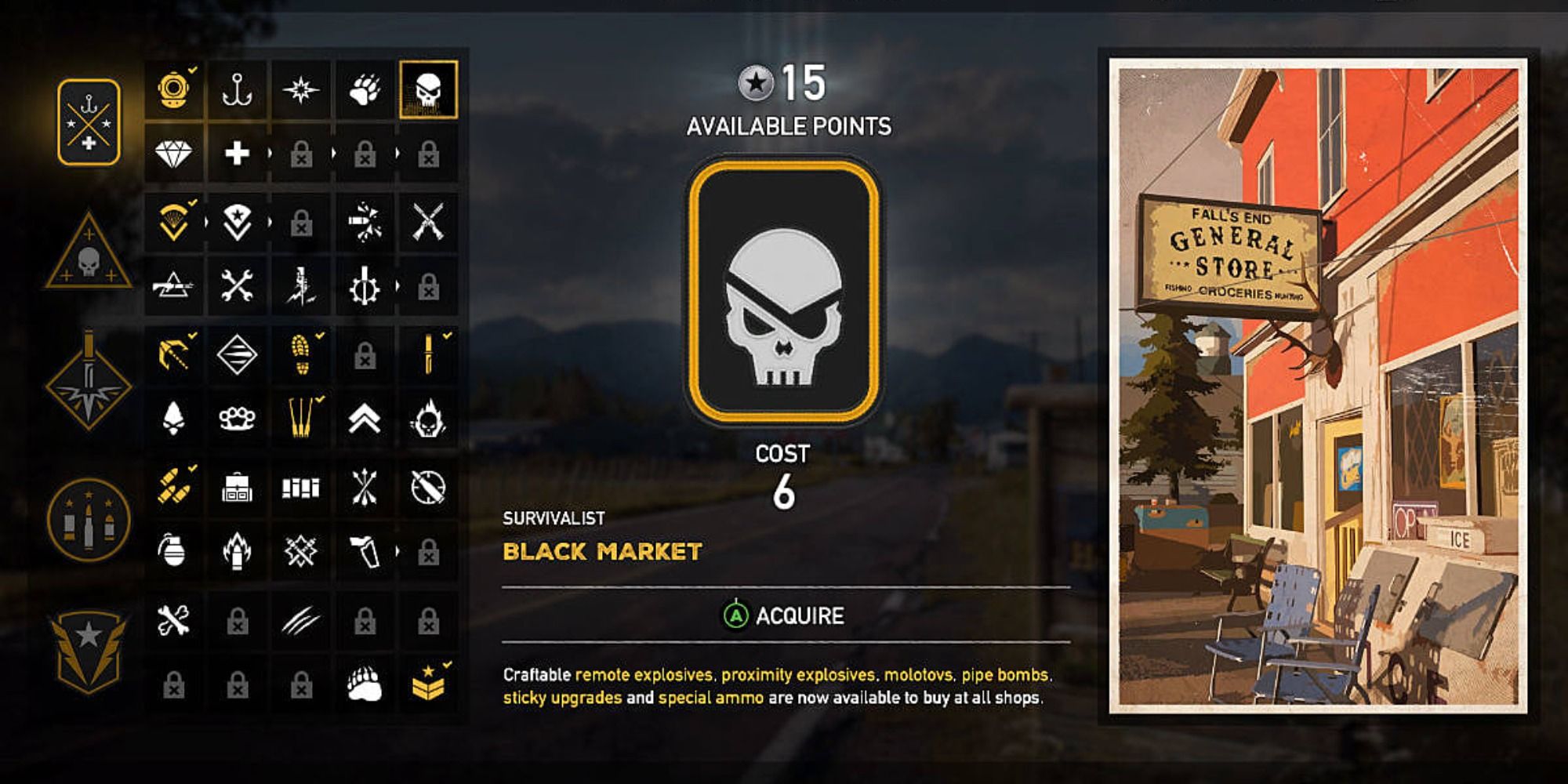 Far Cry 5 Black Market Perk description and artwork