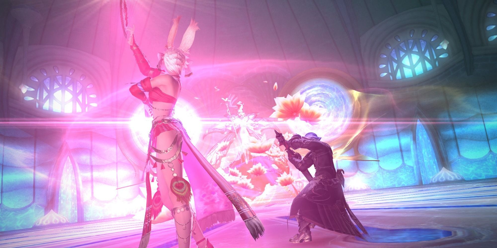 A Dancer and her Dance Partner in Final Fantasy 14