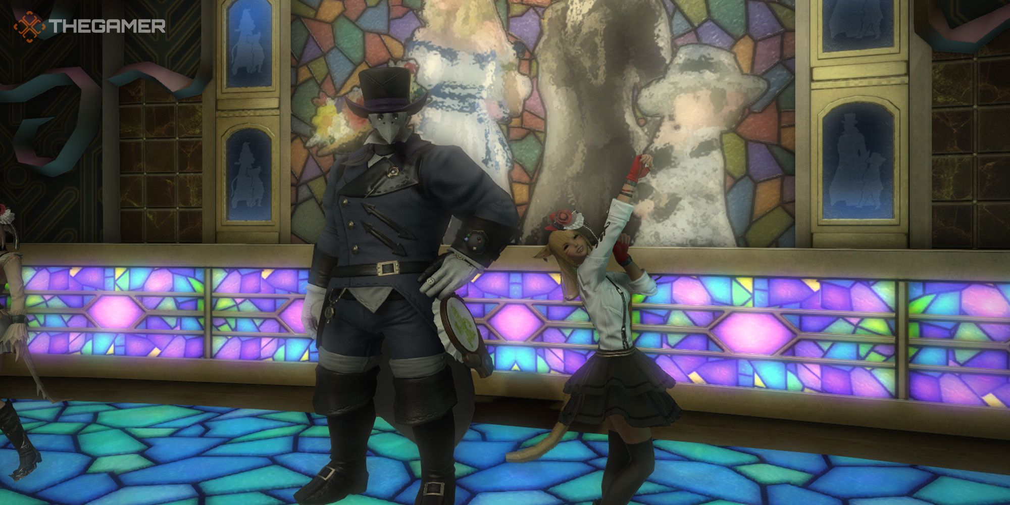 Final Fantasy 14 Kaiyoko Star next to Fashion Report NPC