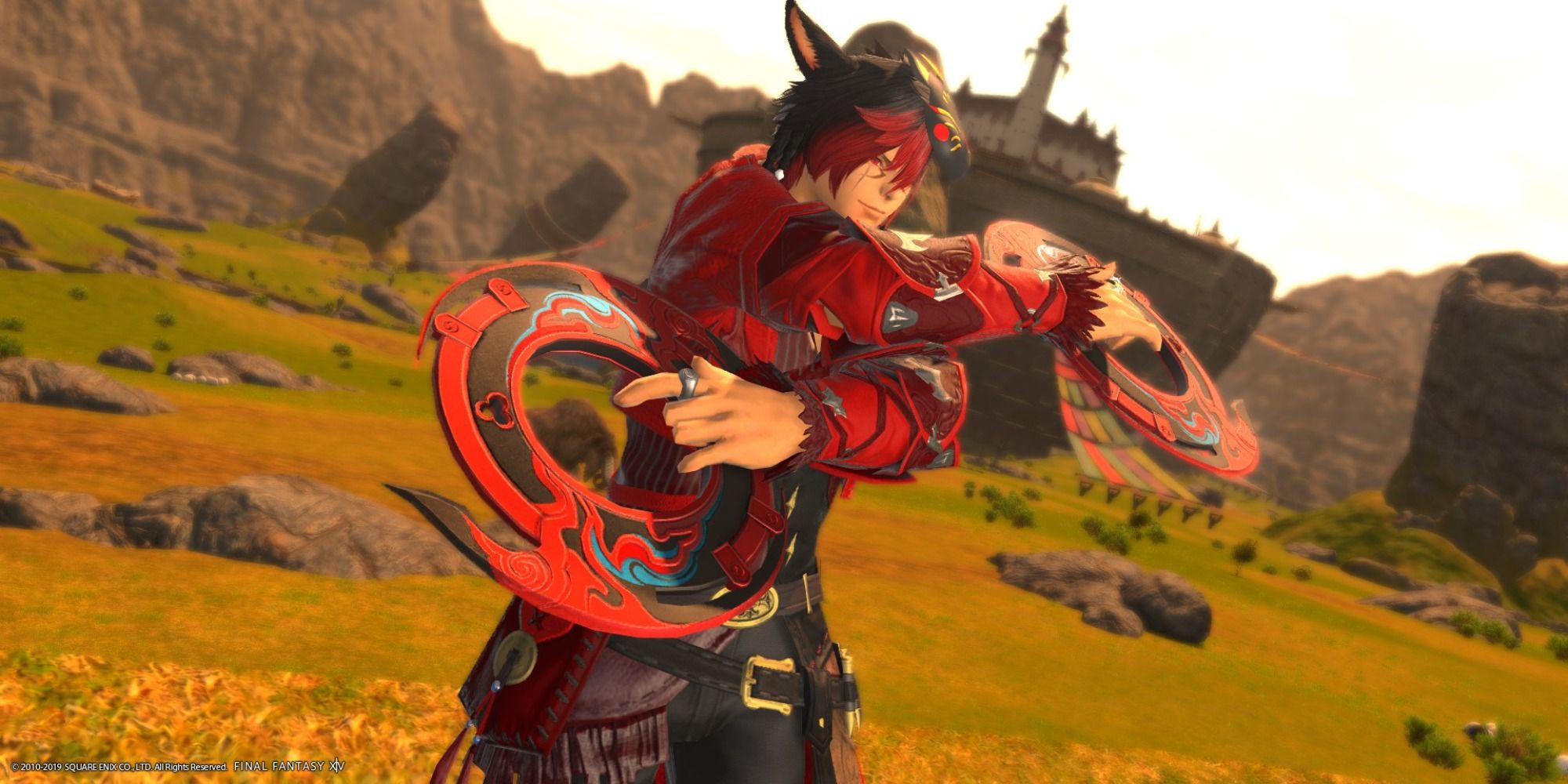 A male Miqote Dancer in Final Fantasy 14