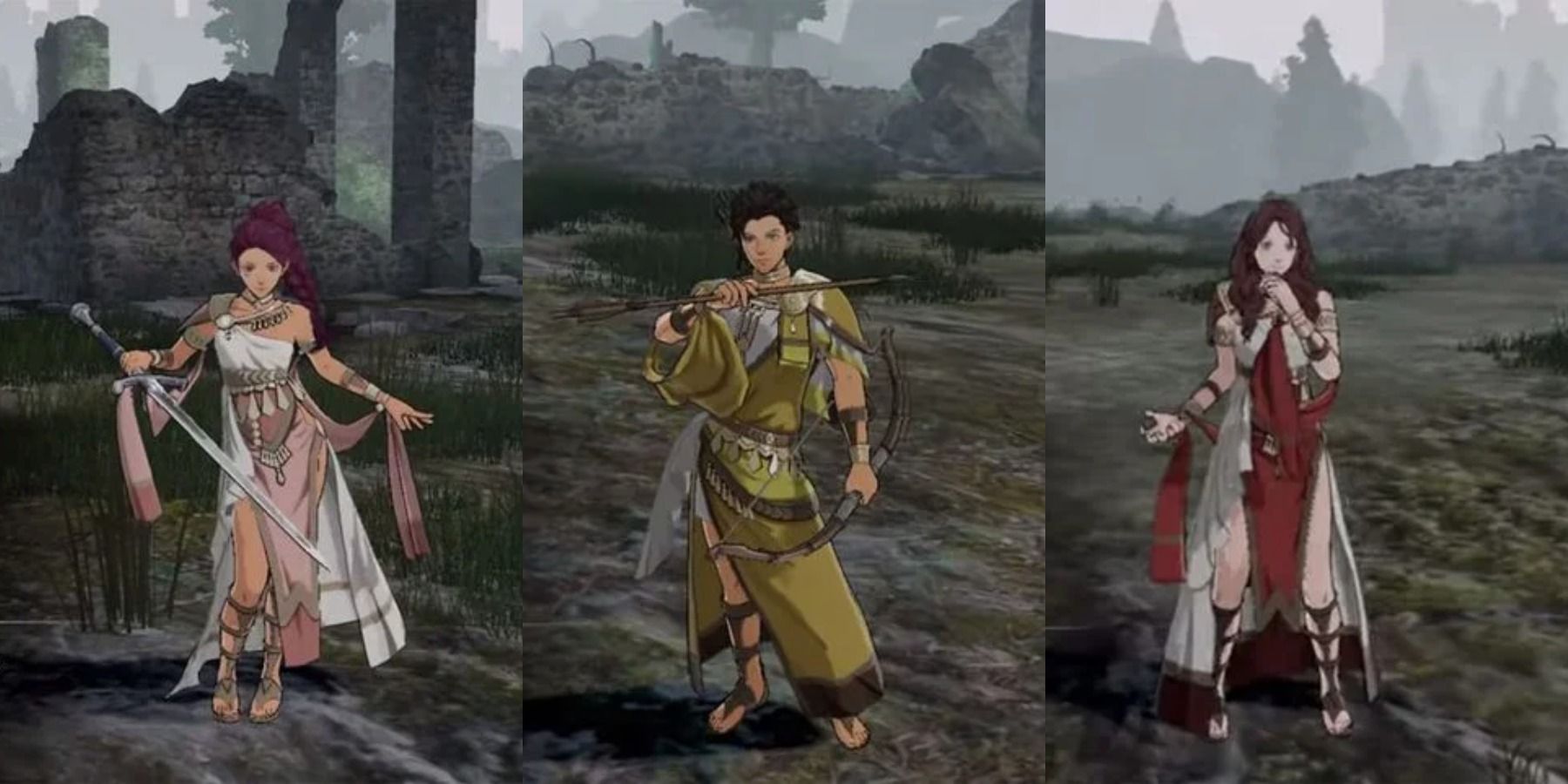 Fire Emblem Three Houses CLaude, Dorothea, and Petra