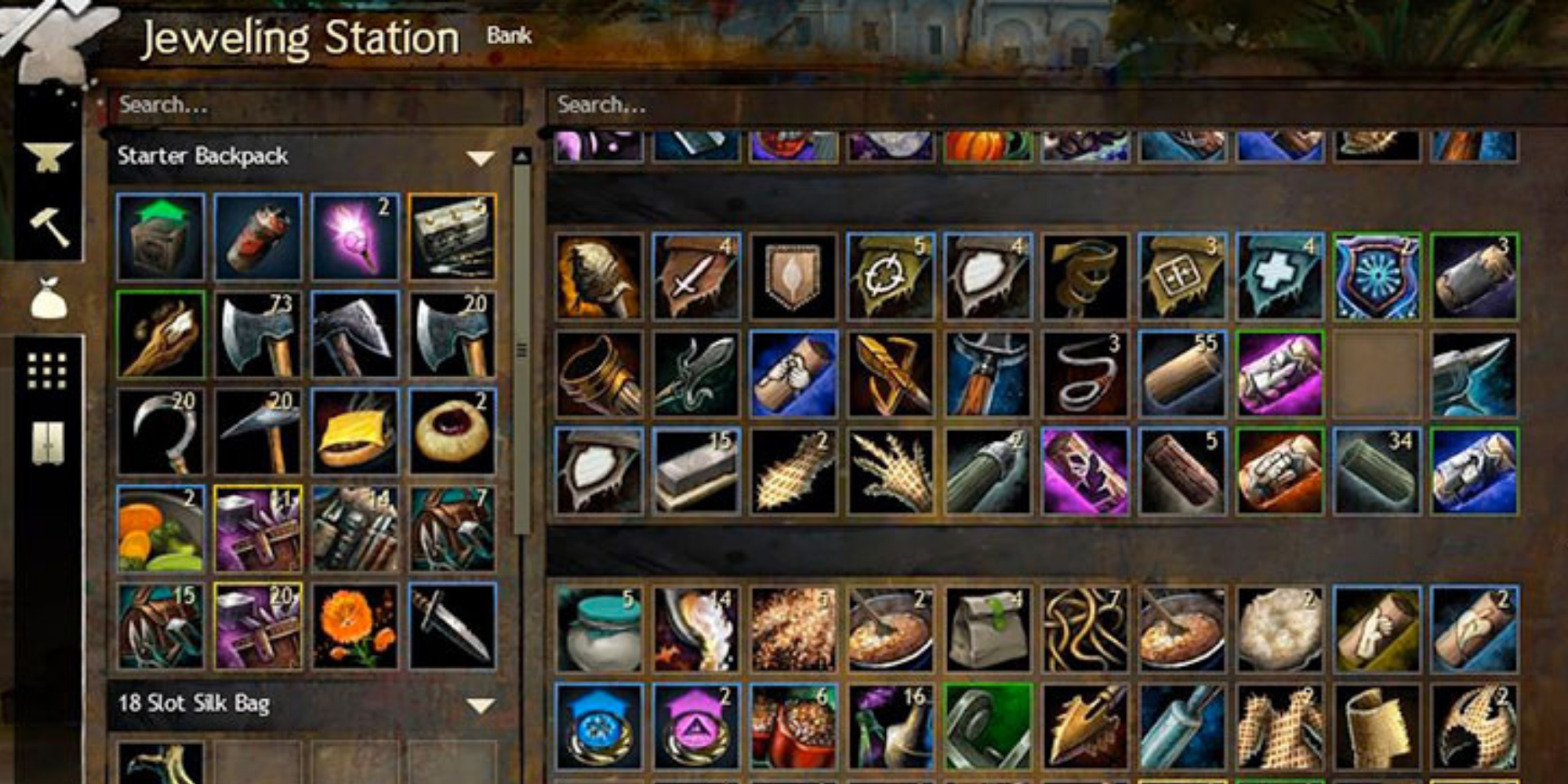 GW2 - screenshot of jeweling station bank tab